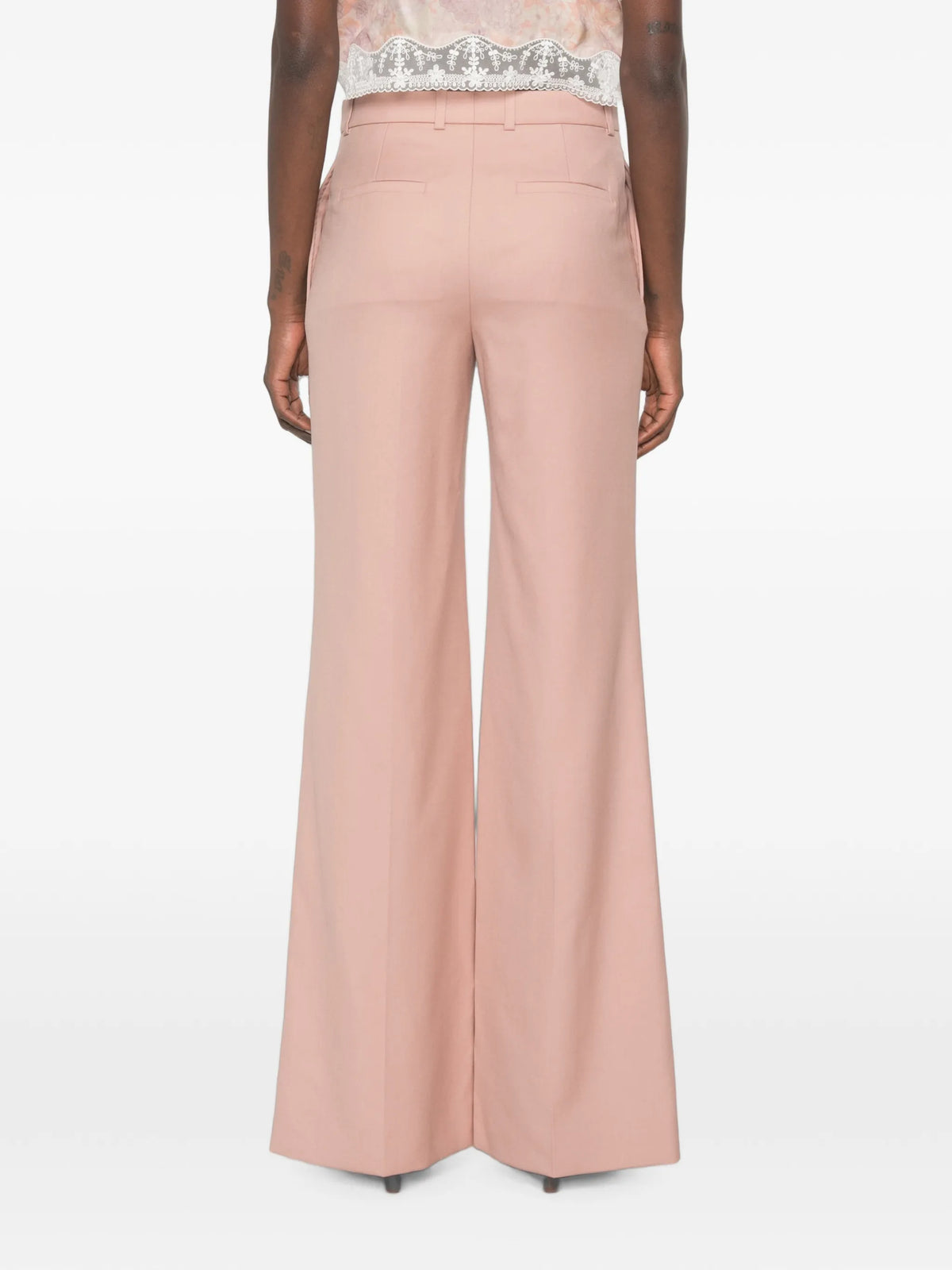 high-rise flared trousers in wool gabardine