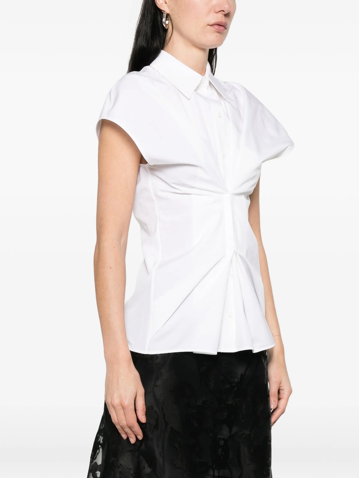 gathered short-sleeved shirt