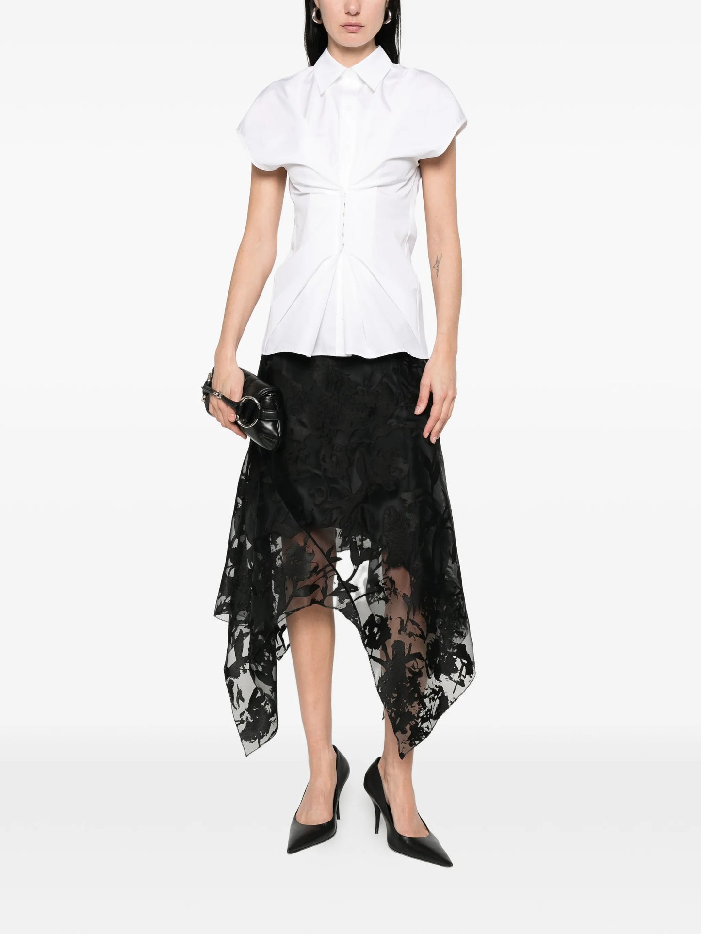 flower devoré asymmetric skirt