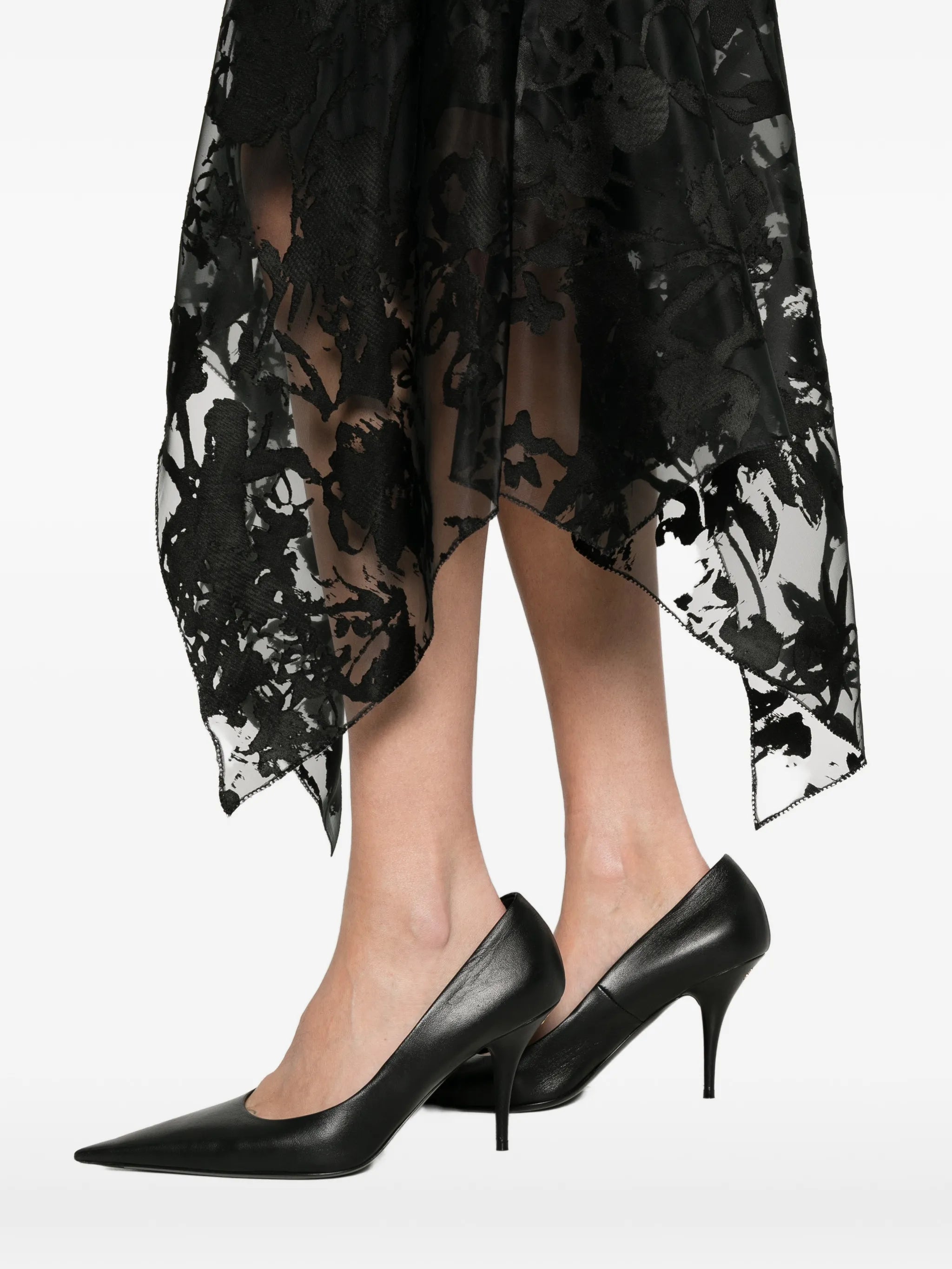 flower devoré asymmetric skirt