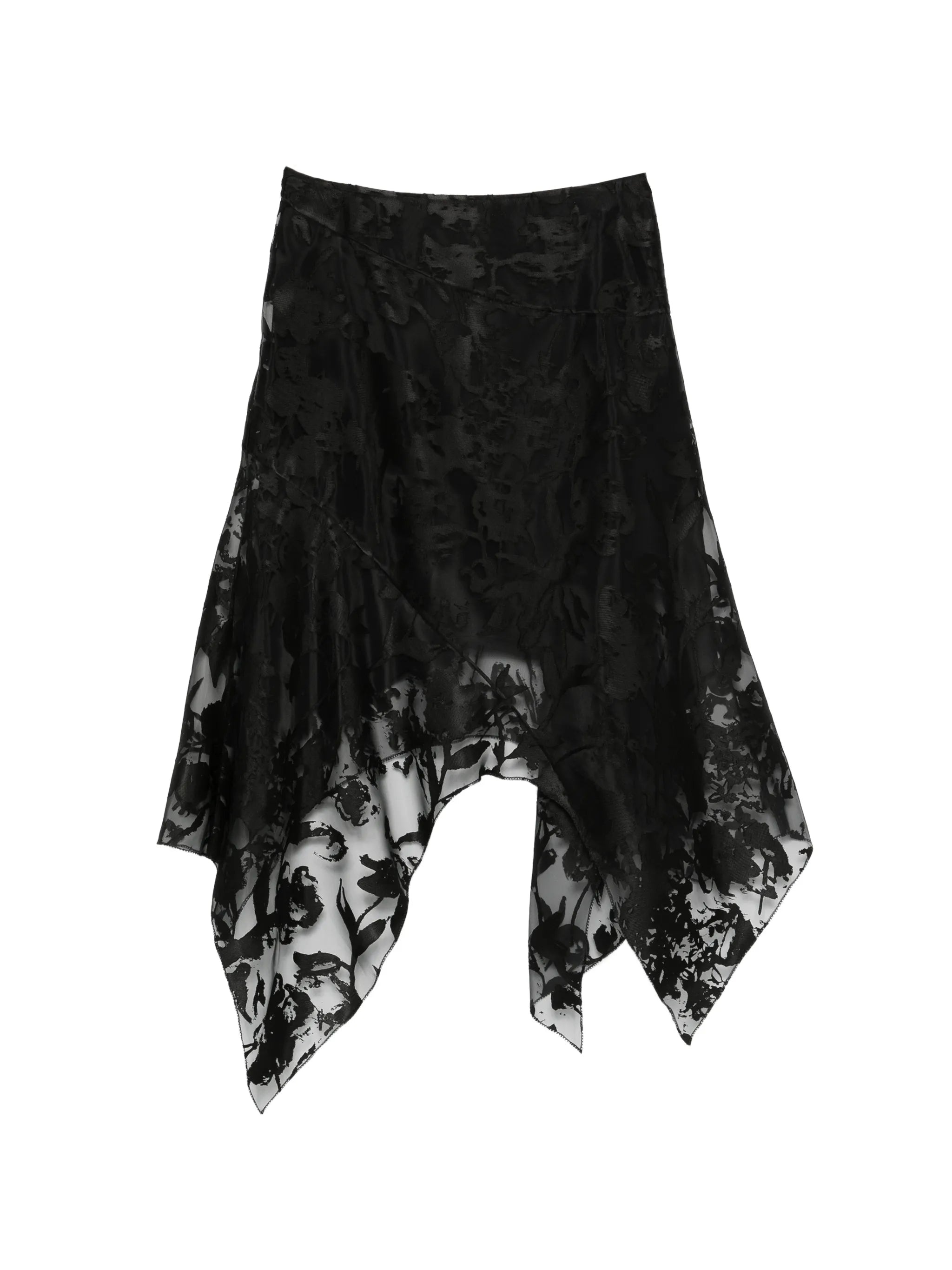 flower devoré asymmetric skirt