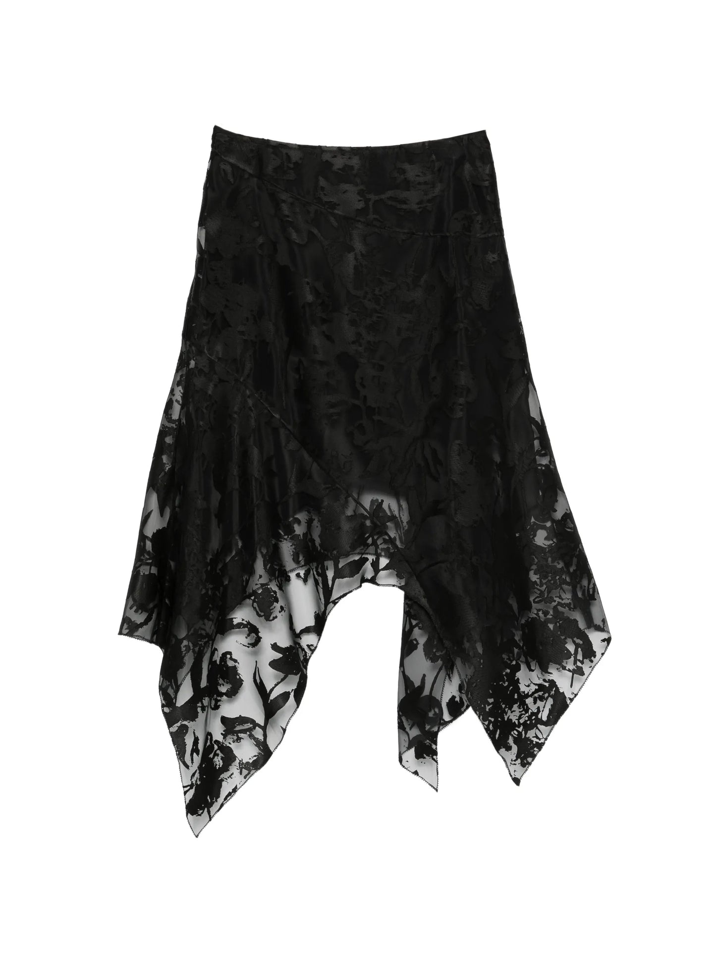 flower devoré asymmetric skirt