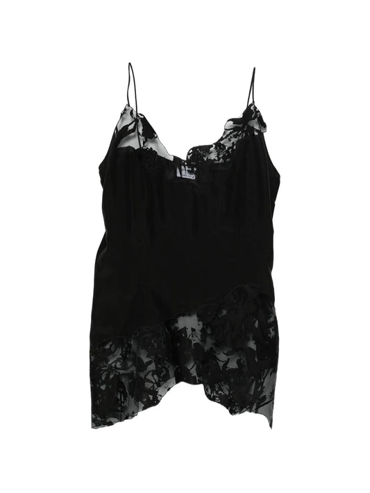 lace-trimmed silk blouse