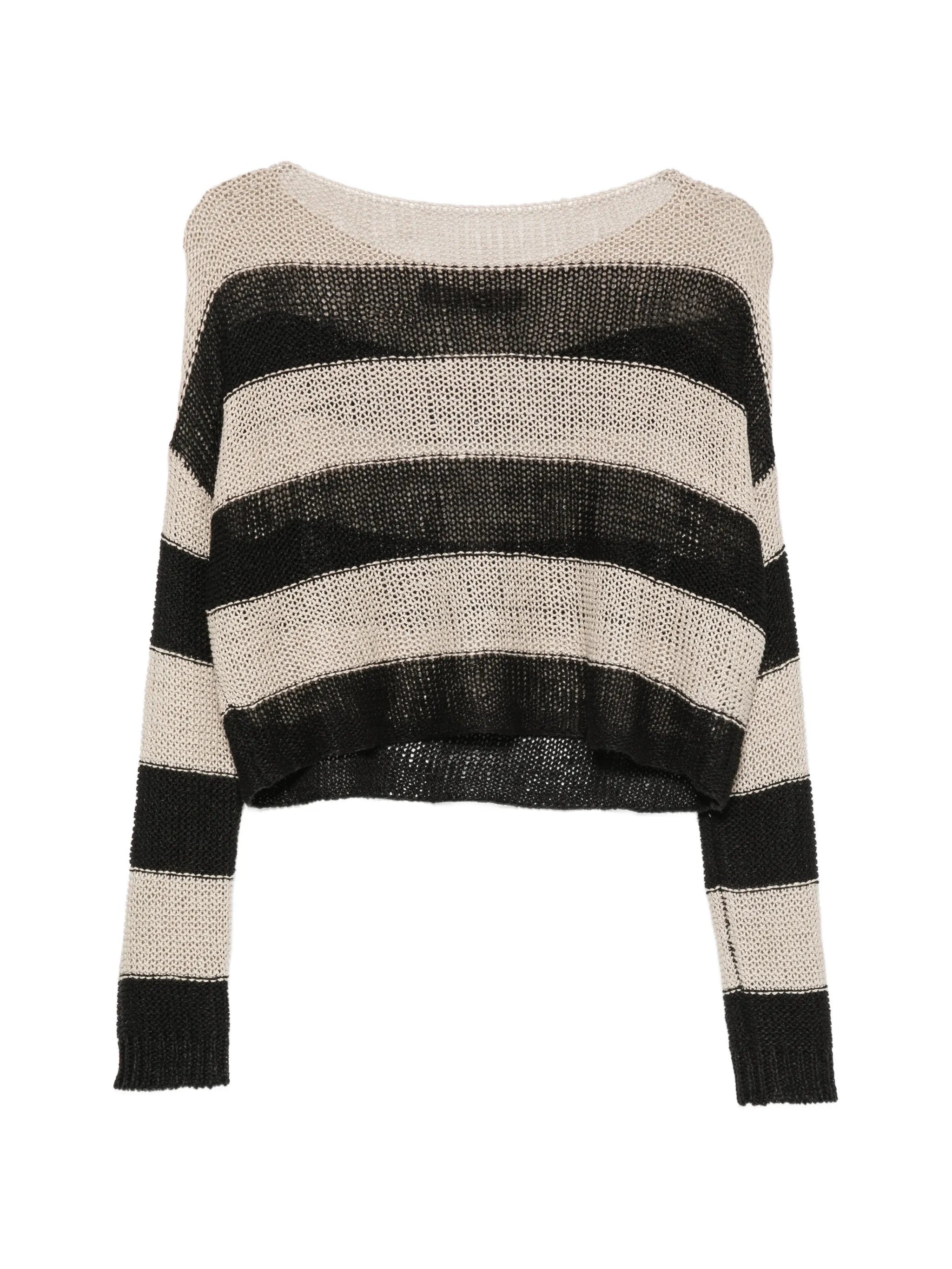 stripe-pattern bateau-neck sweater
