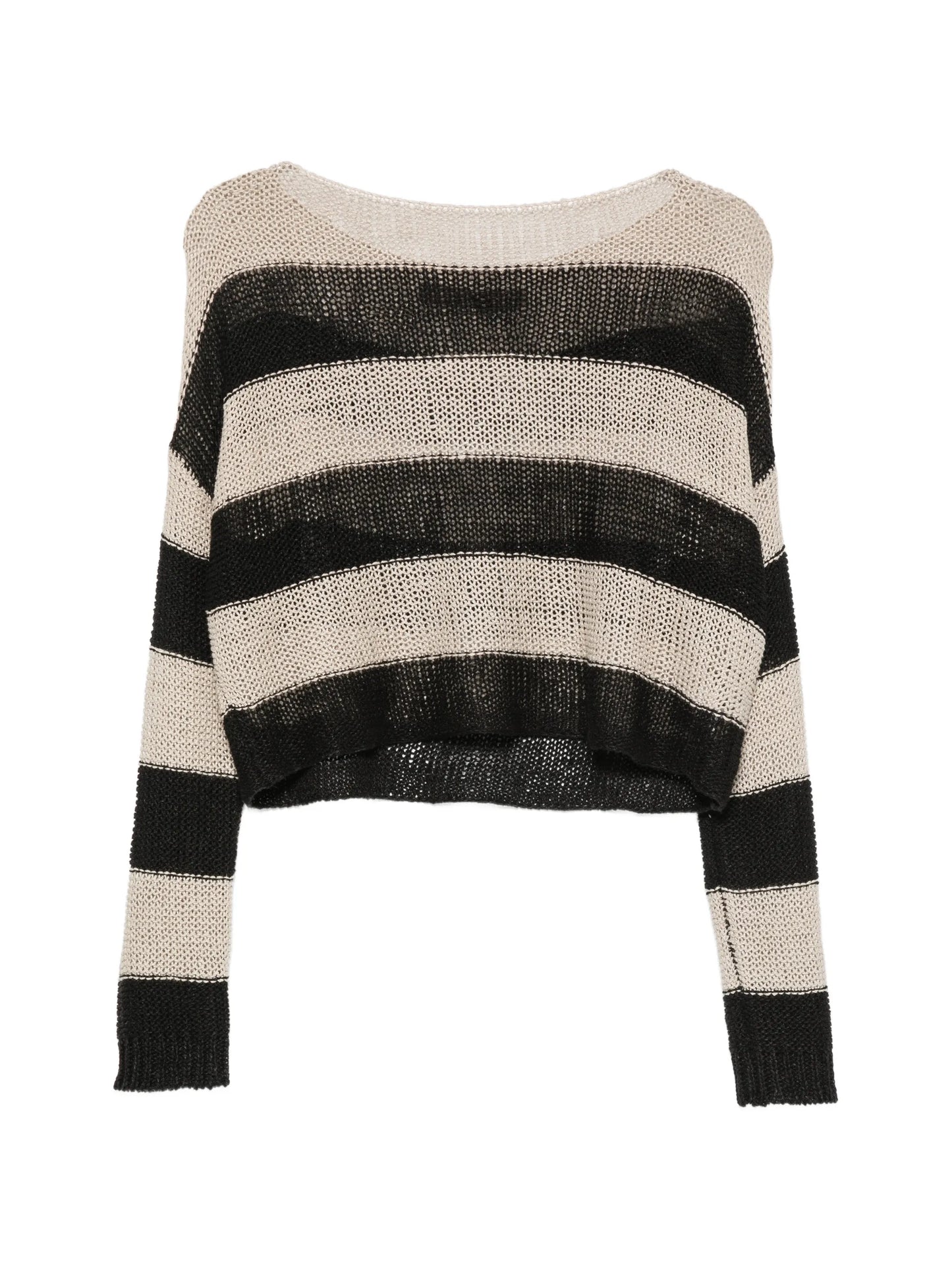 stripe-pattern bateau-neck sweater