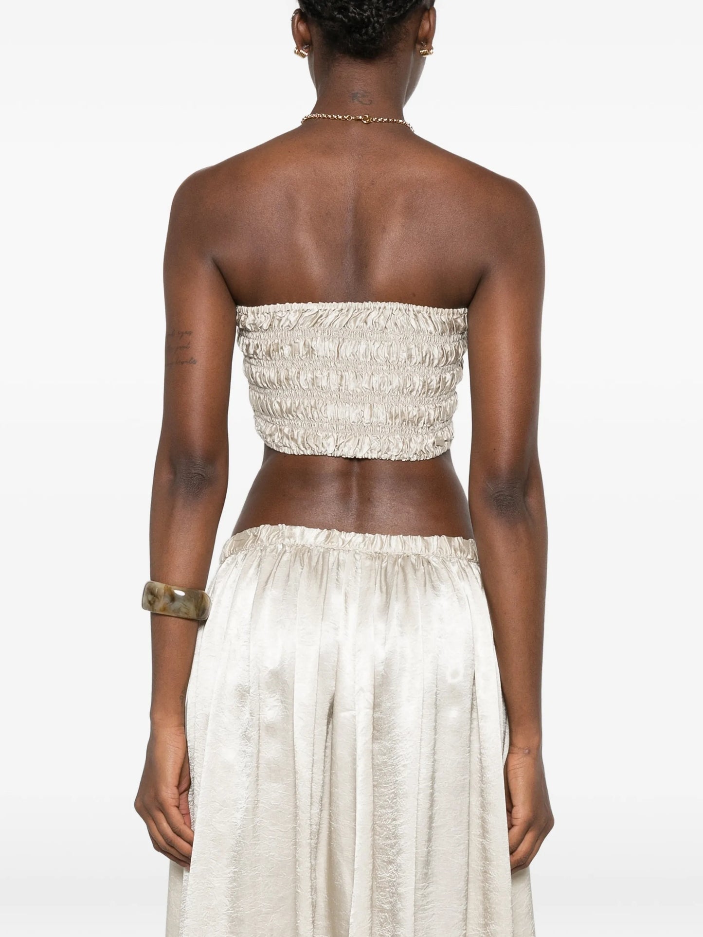 textured satin smock top