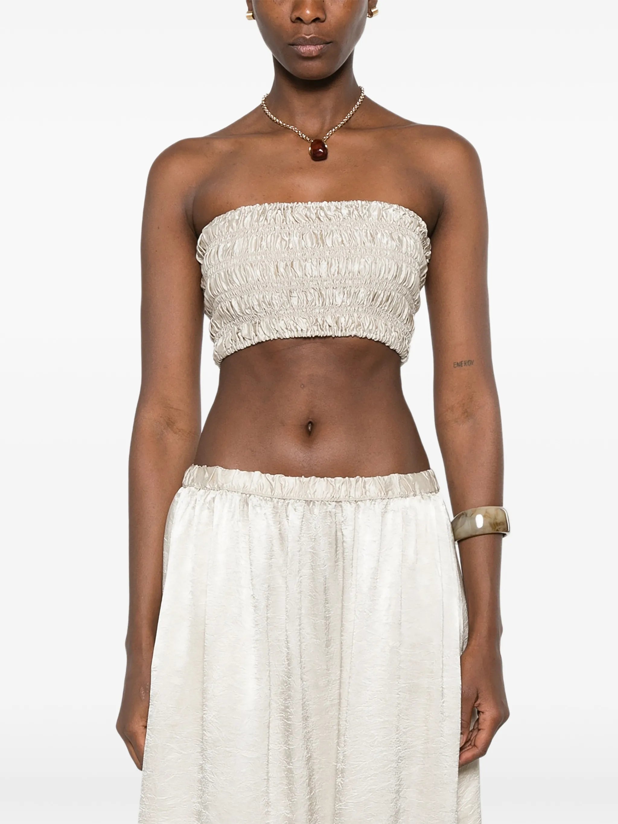 textured satin smock top
