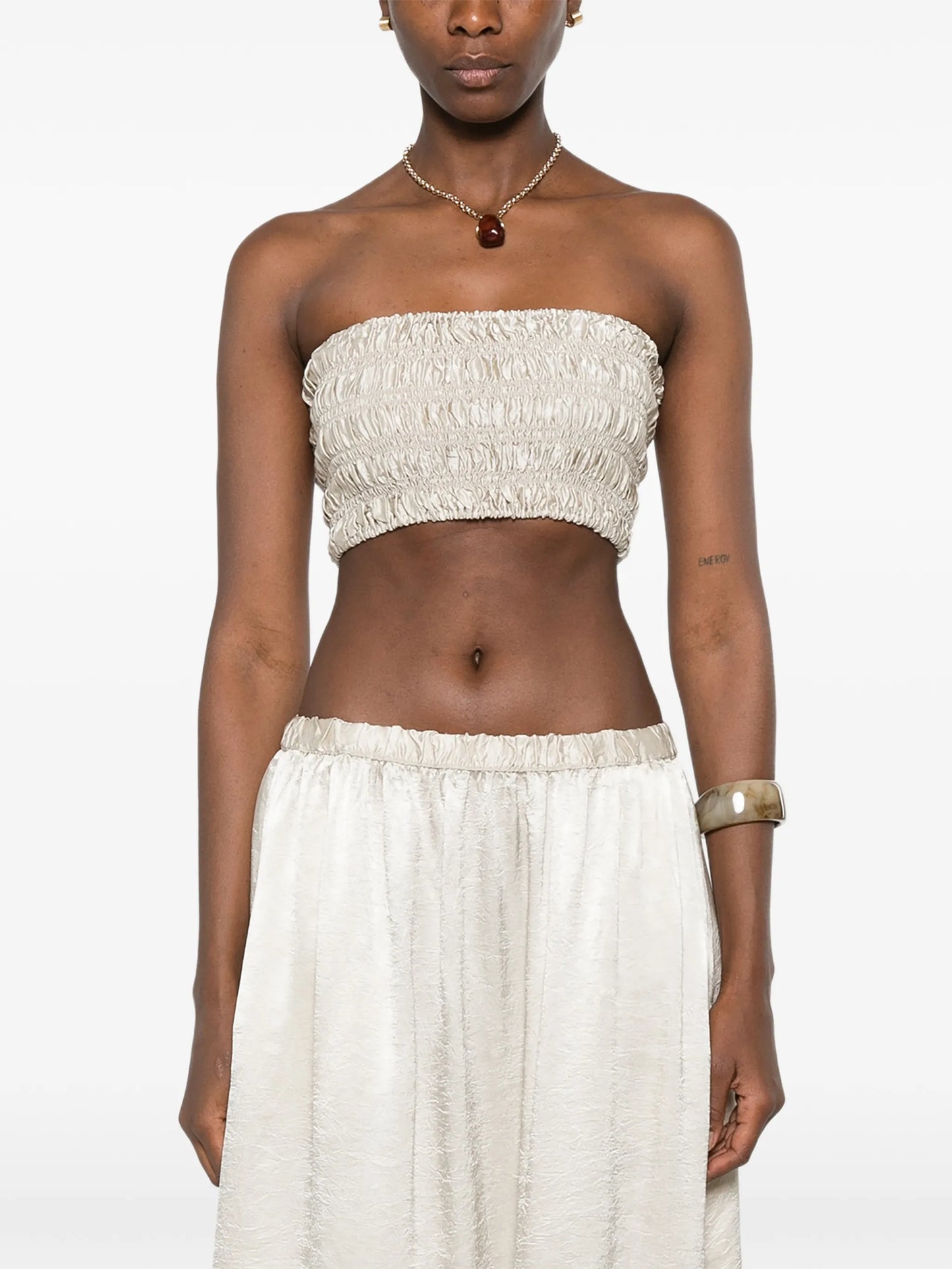 textured satin smock top