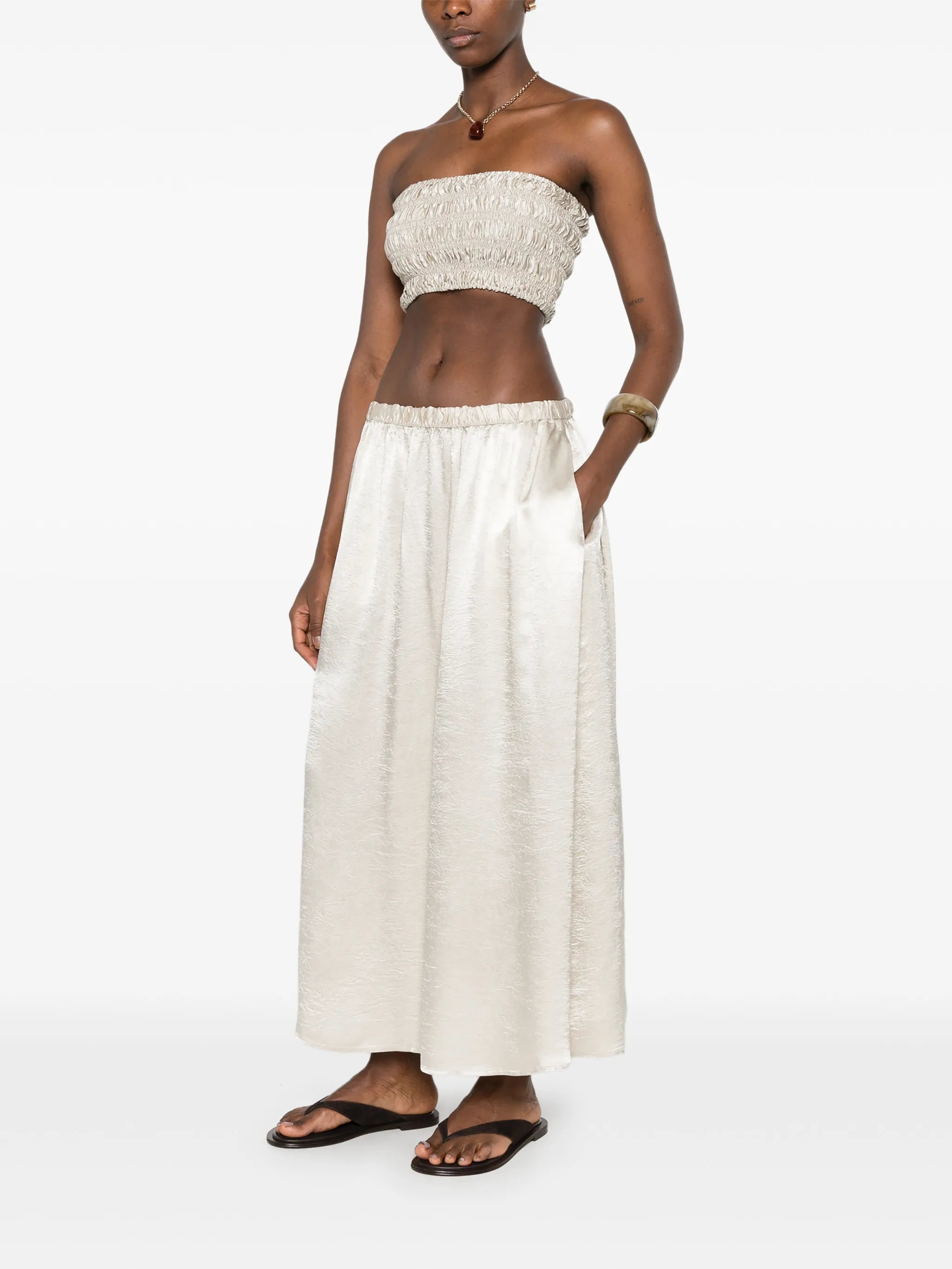 textured satin smock top