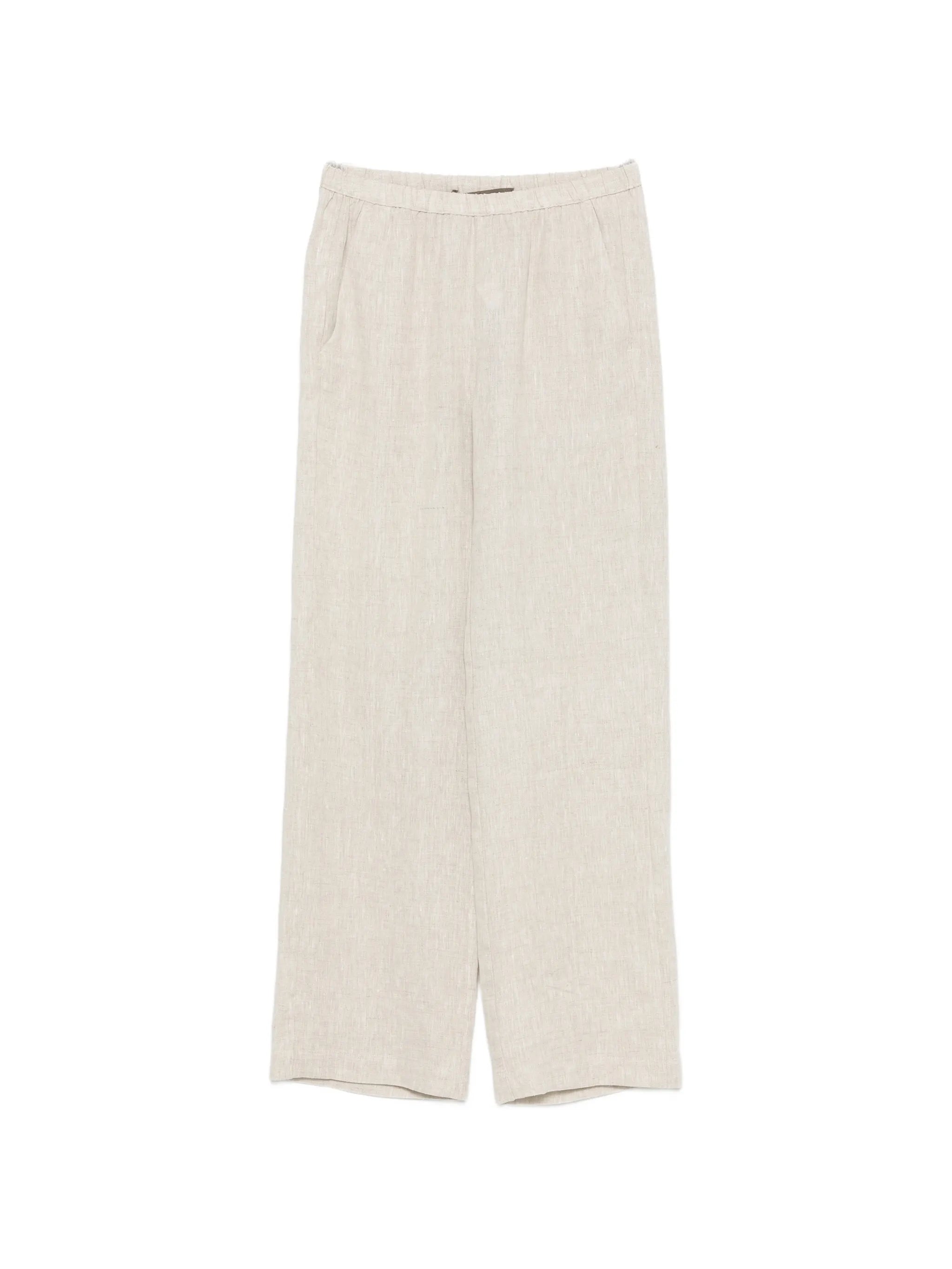elasticated-waist wide-leg trousers