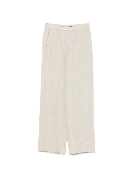 elasticated-waist wide-leg trousers