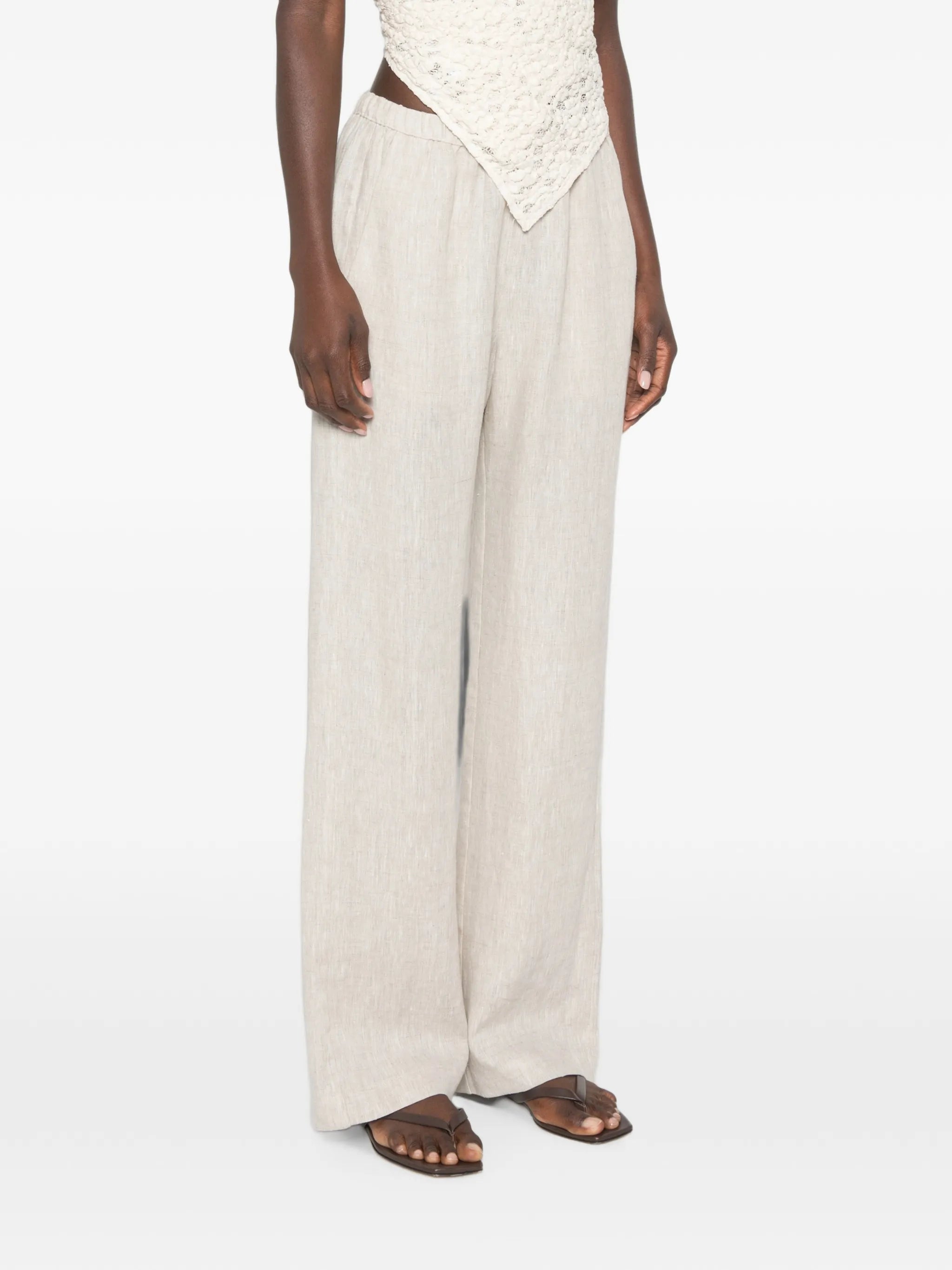 elasticated-waist wide-leg trousers
