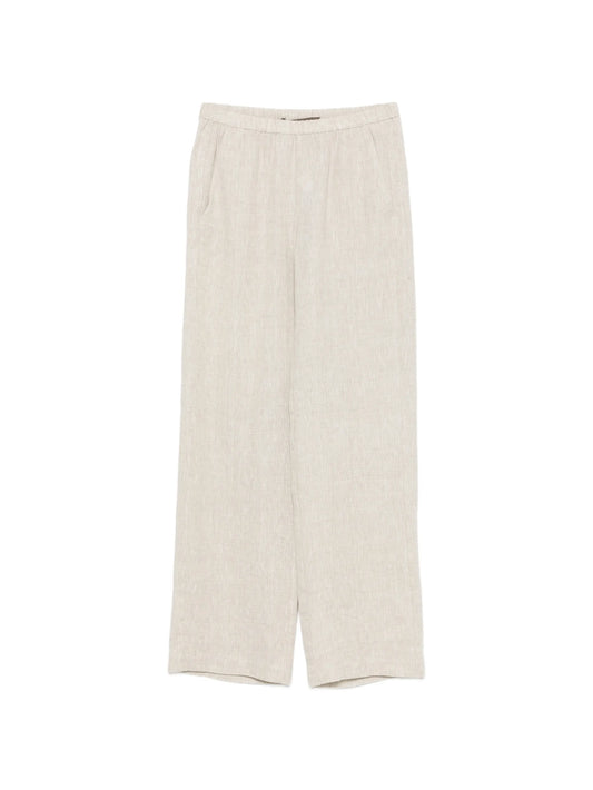 elasticated-waist wide-leg trousers