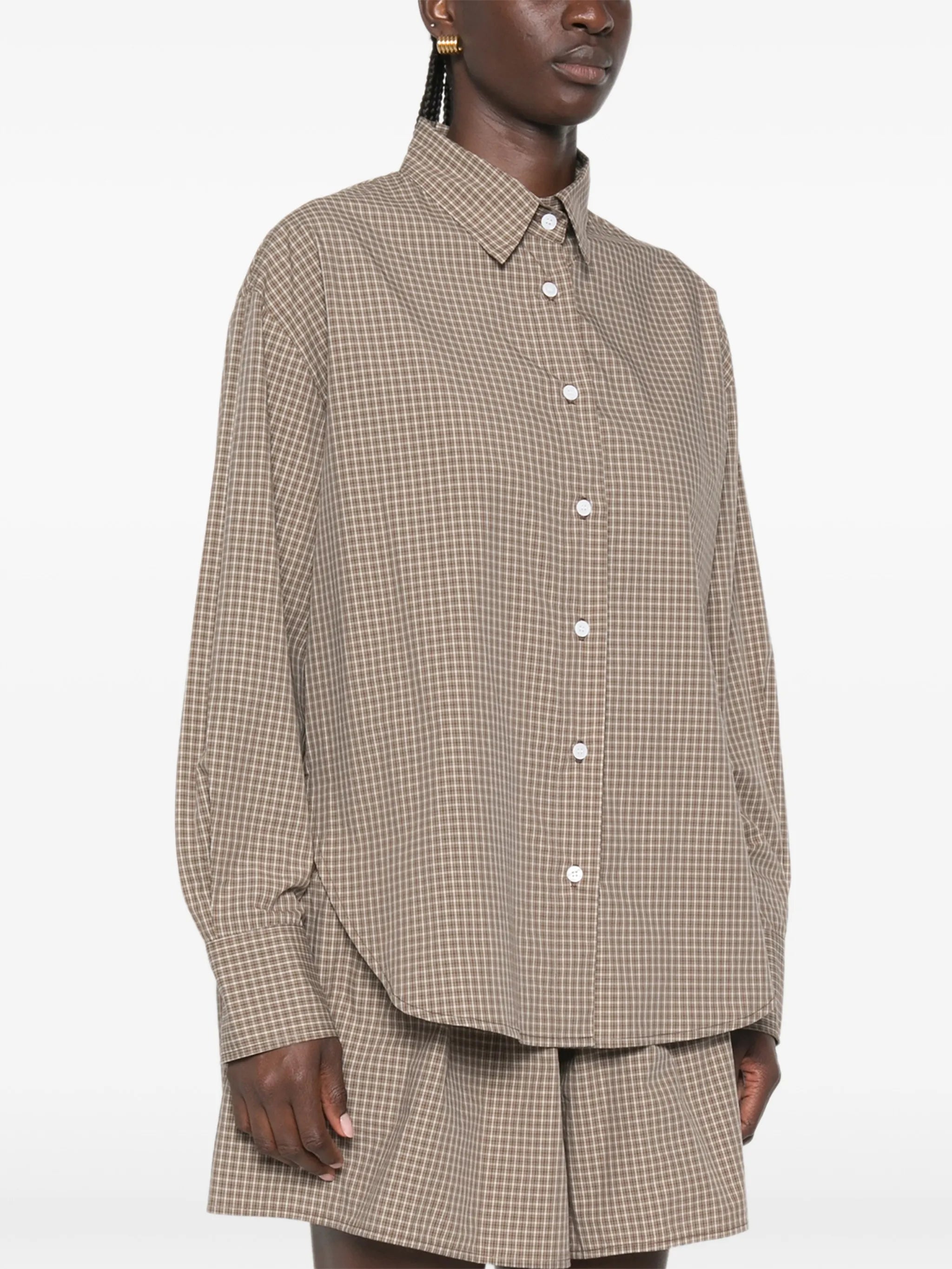 mini-plaid-pattern shirt