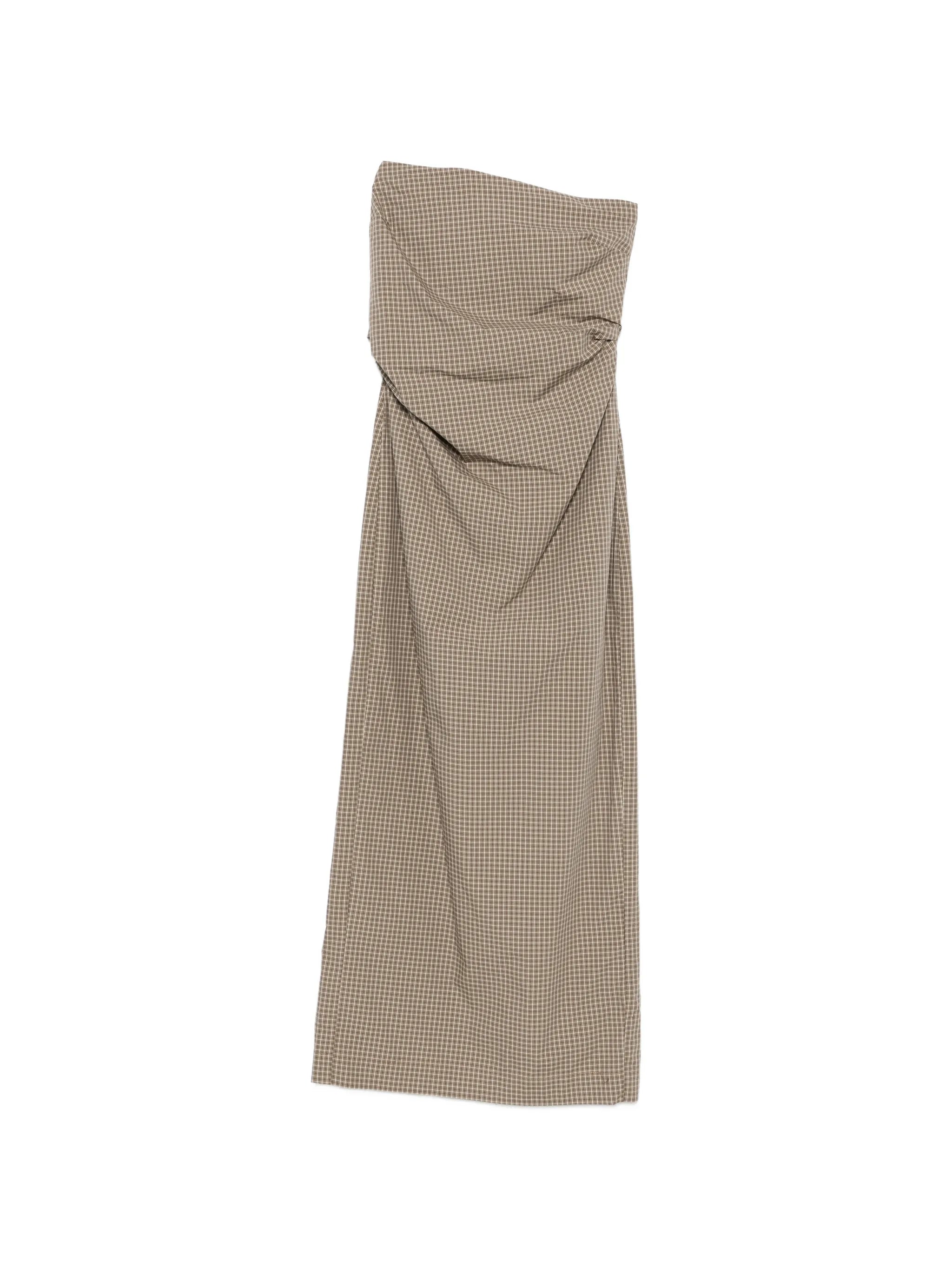 plaid-pattern tie-back maxi dress