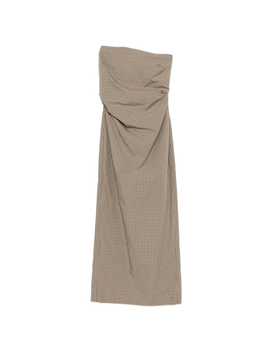 plaid-pattern tie-back maxi dress