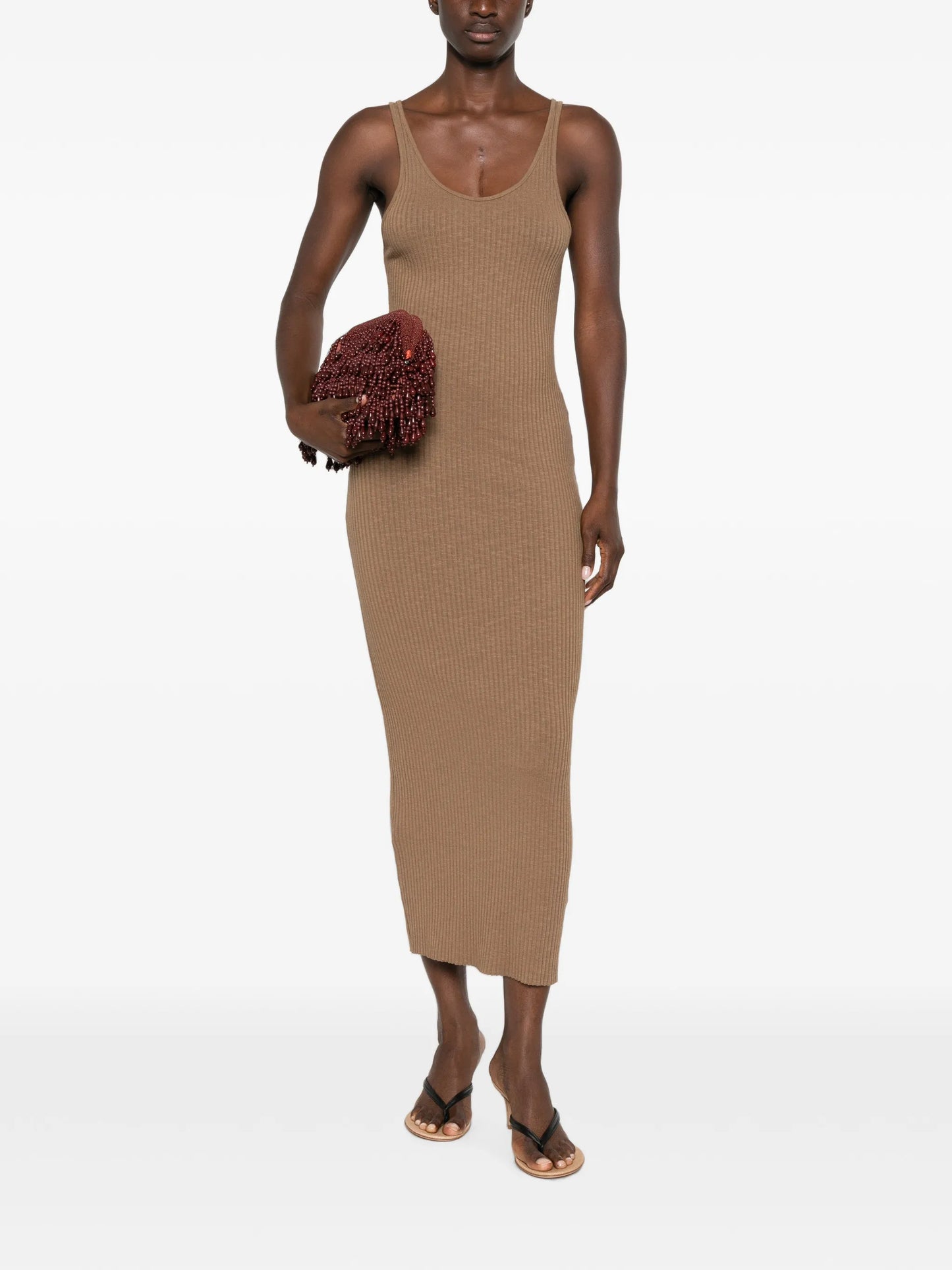ribbed-knit slim-fit midi dress