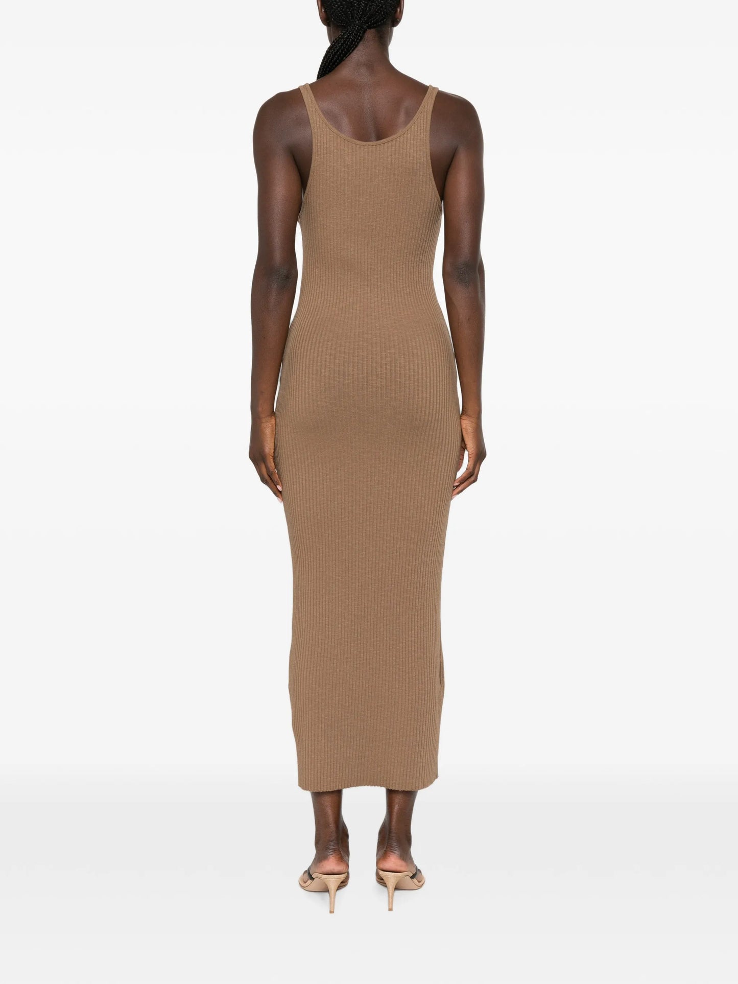 ribbed-knit slim-fit midi dress