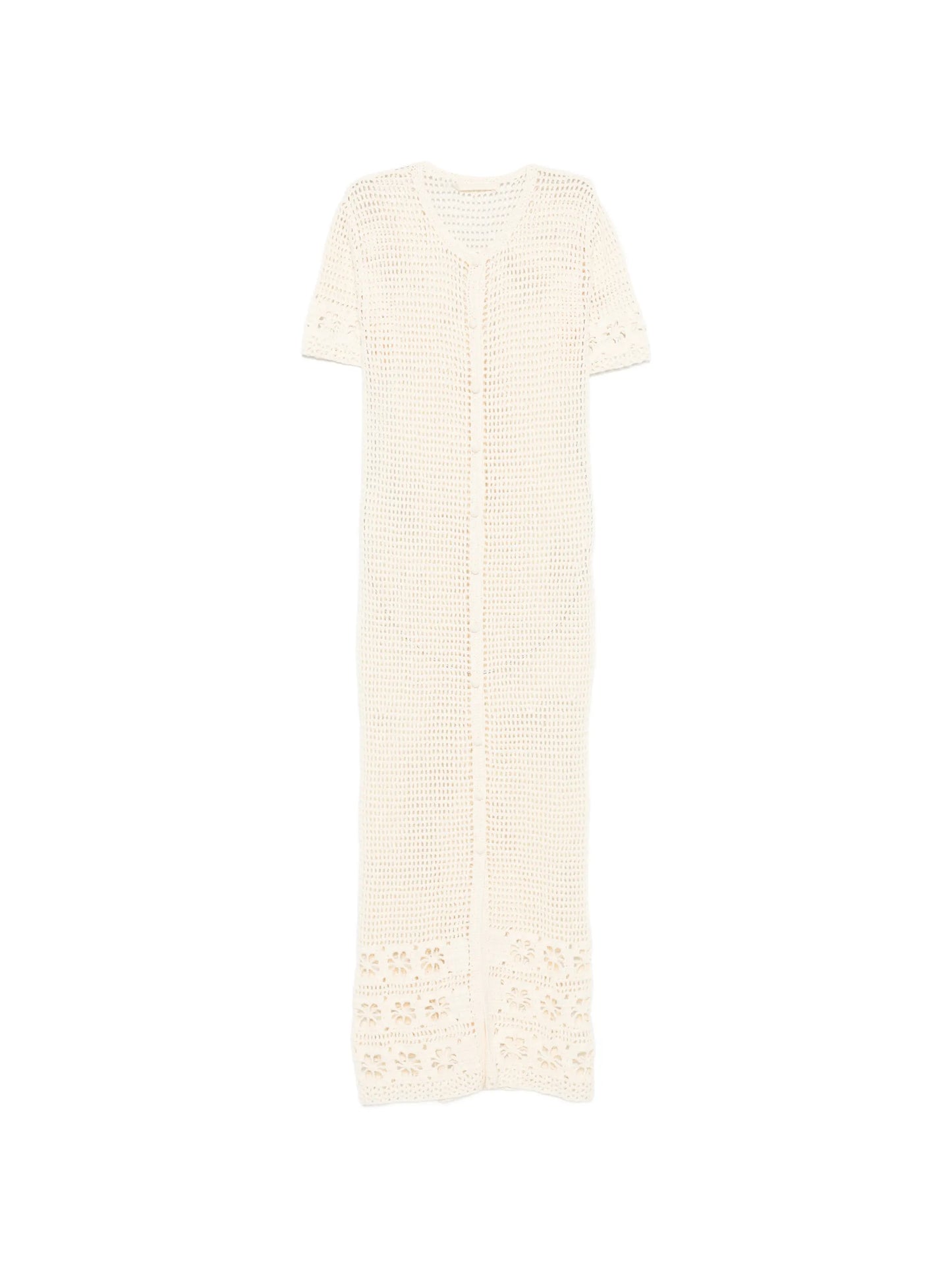 crochet-knit floral-detail maxi dress