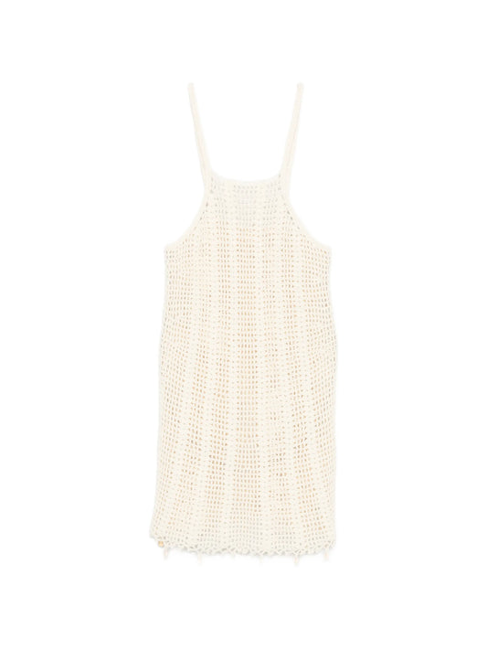 crochet-knit mini dress