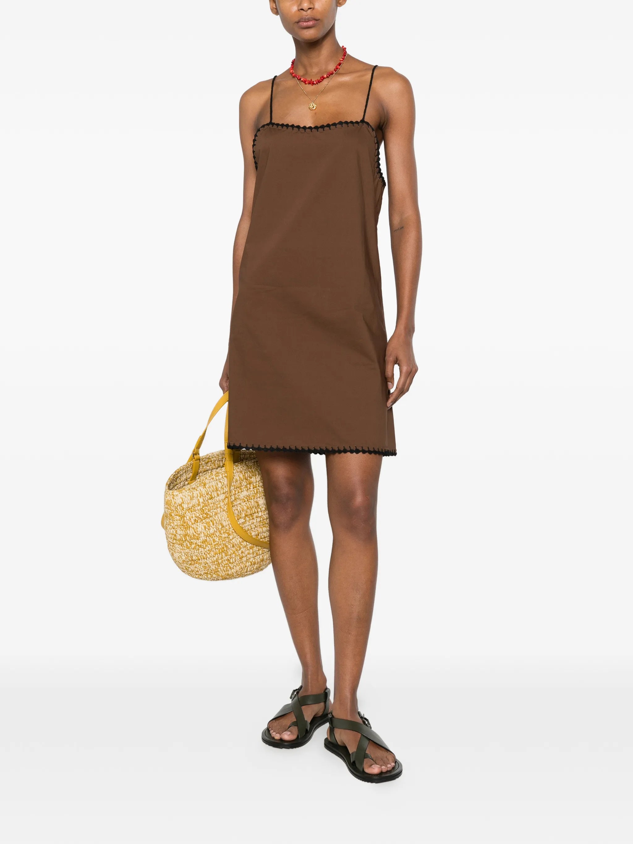 crochet-trim mini dress