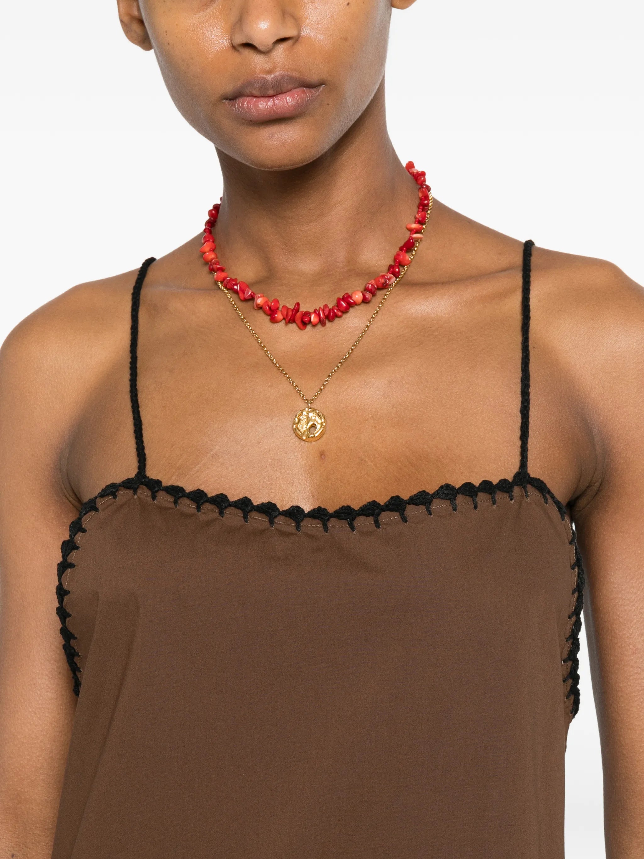 crochet-trim mini dress