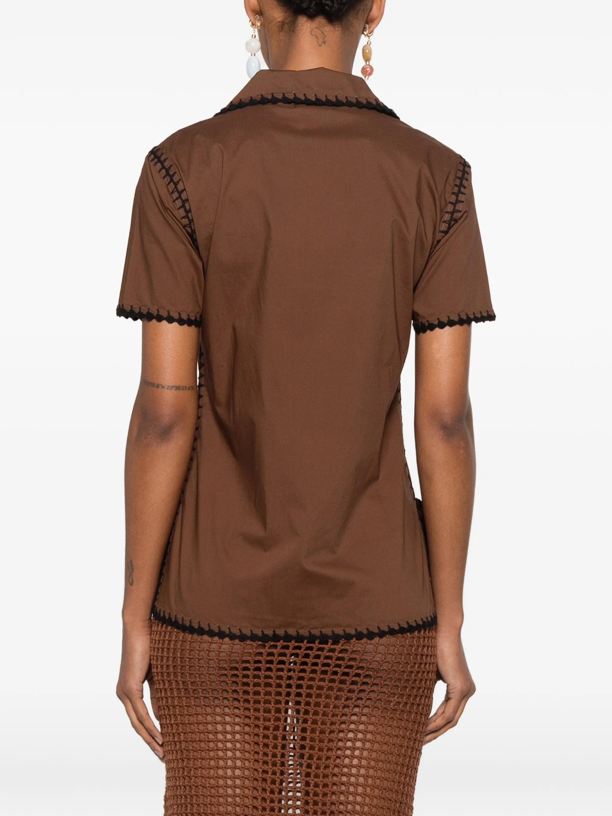 crochet-trim shirt
