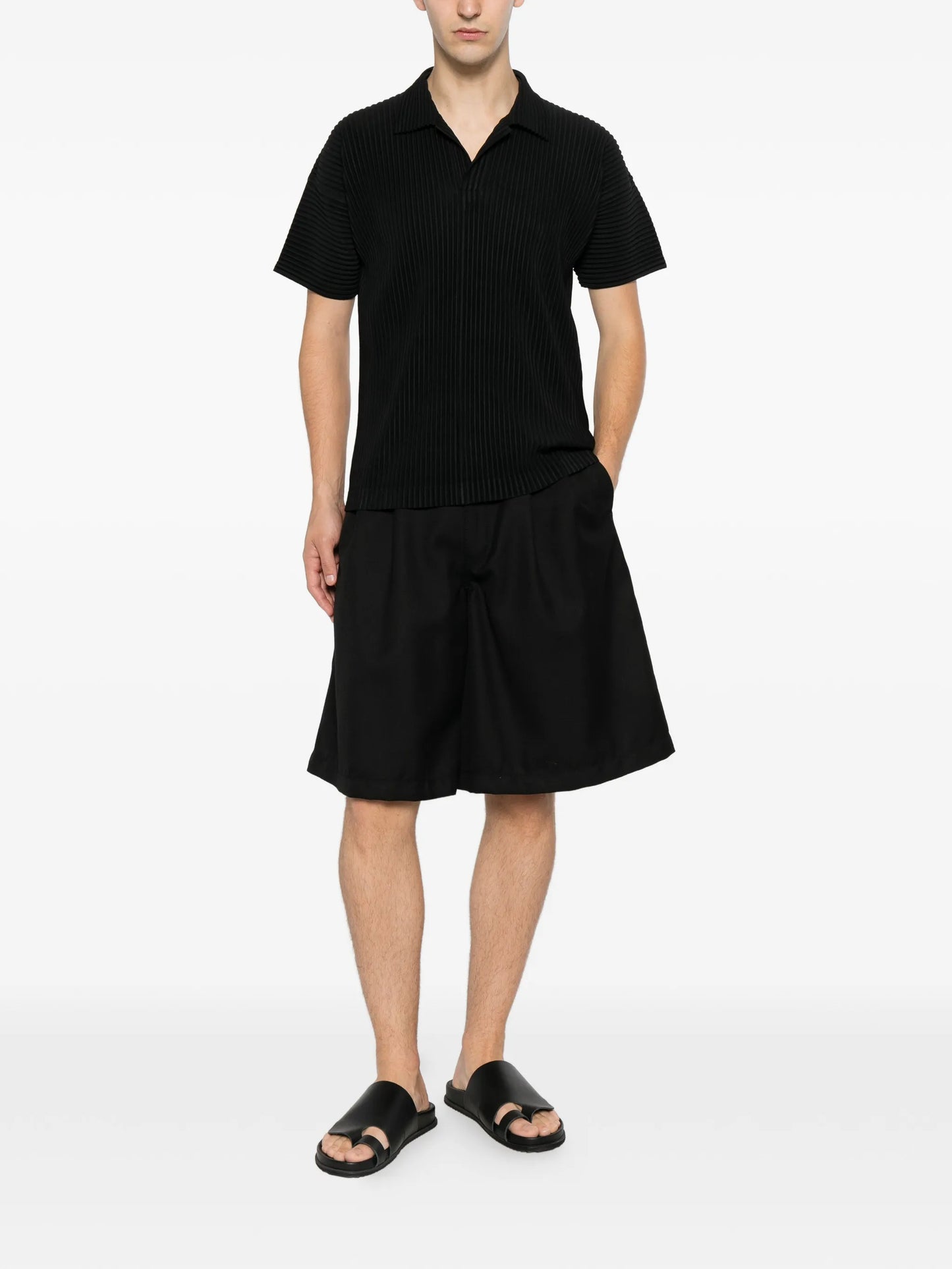 pleated short-sleeve T-shirt