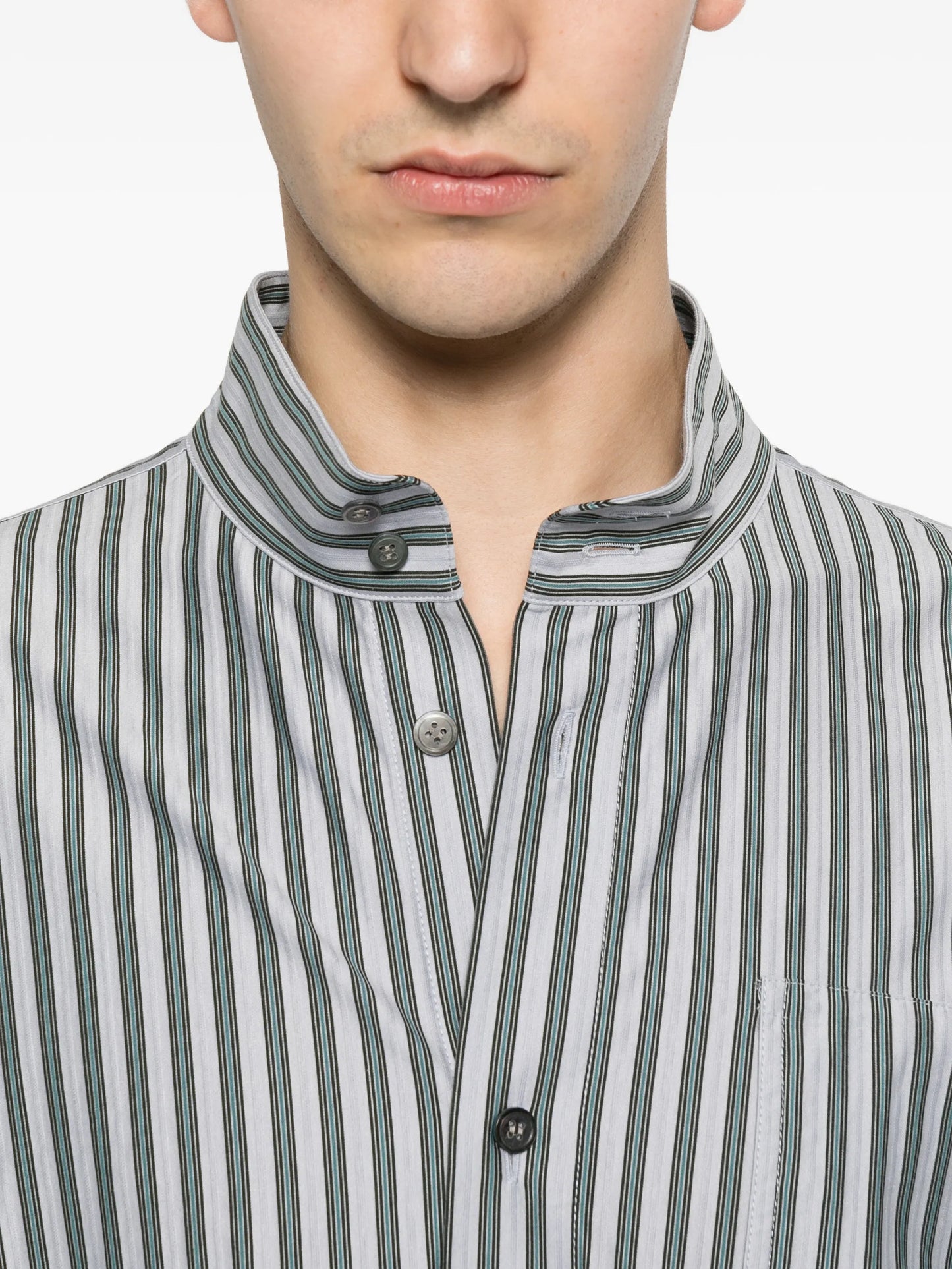 striped band-collar shirt
