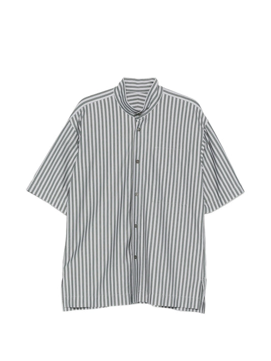striped band-collar shirt