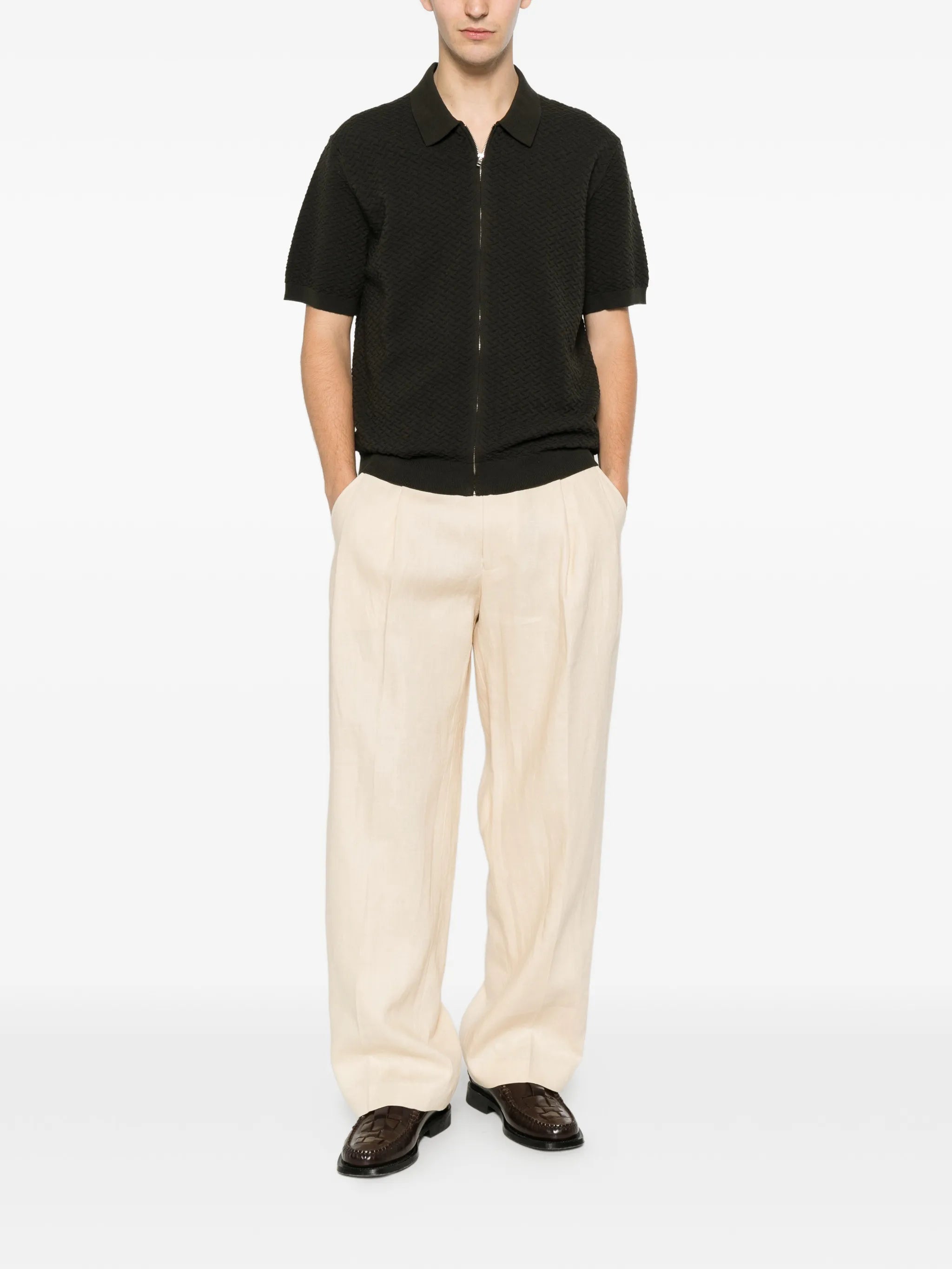 Gustav 60016 zip-up knitted shirt