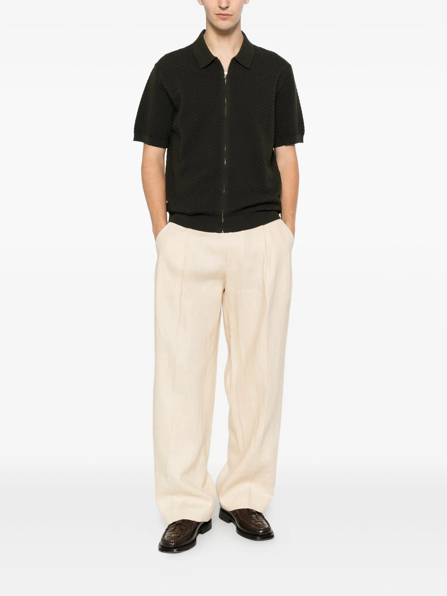 Gustav 60016 zip-up knitted shirt