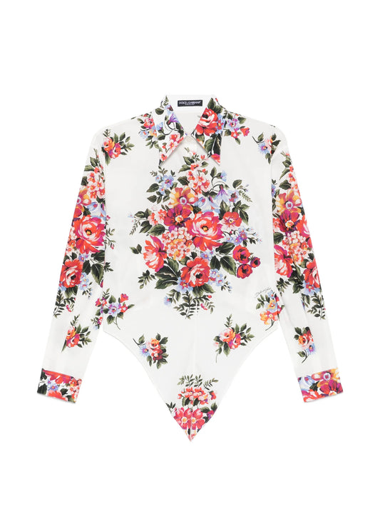 bouquet-print cotton shirt