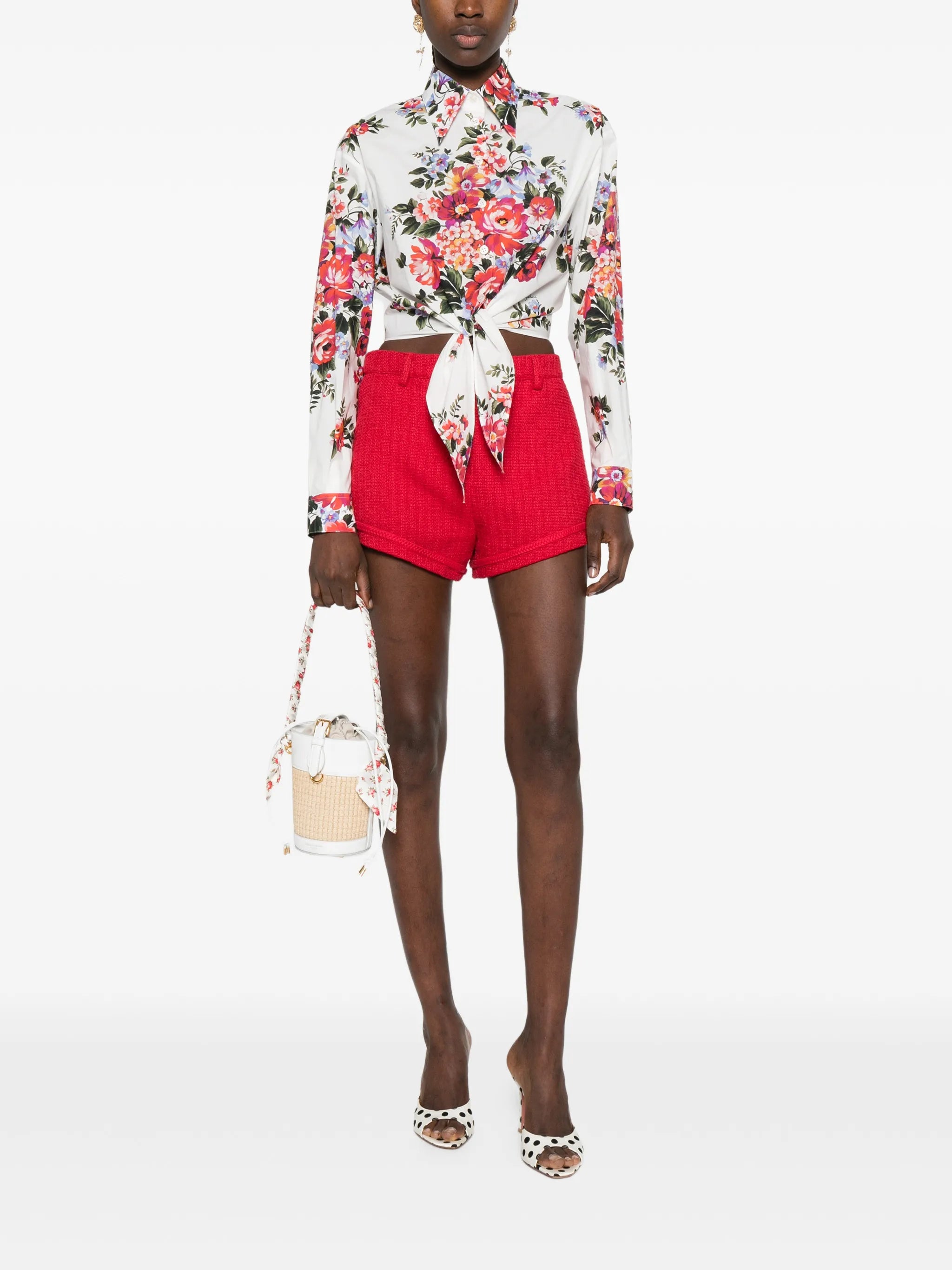 bouquet-print cotton shirt