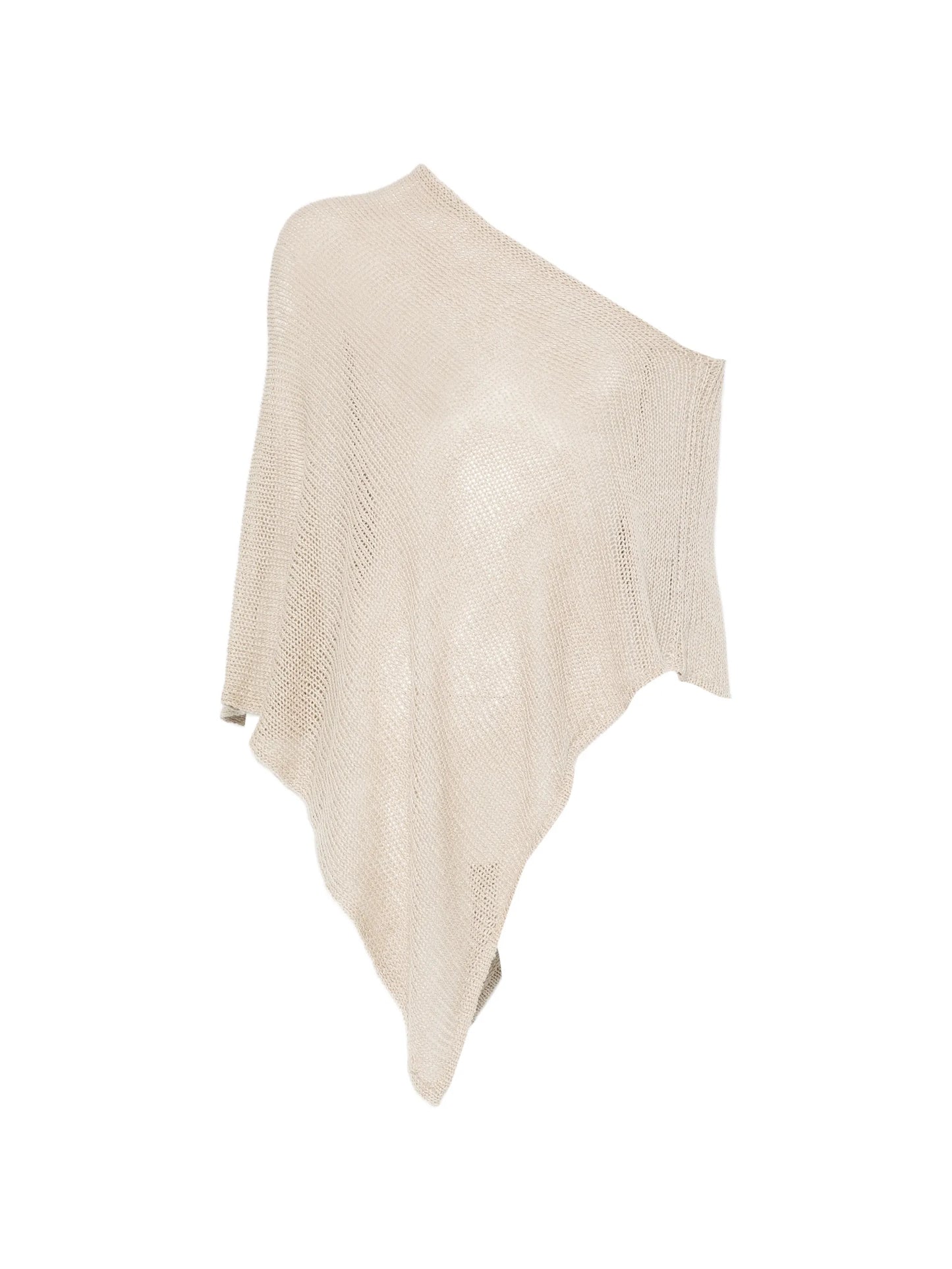 open-knit asymmetric poncho