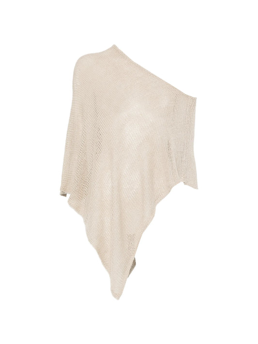 open-knit asymmetric poncho
