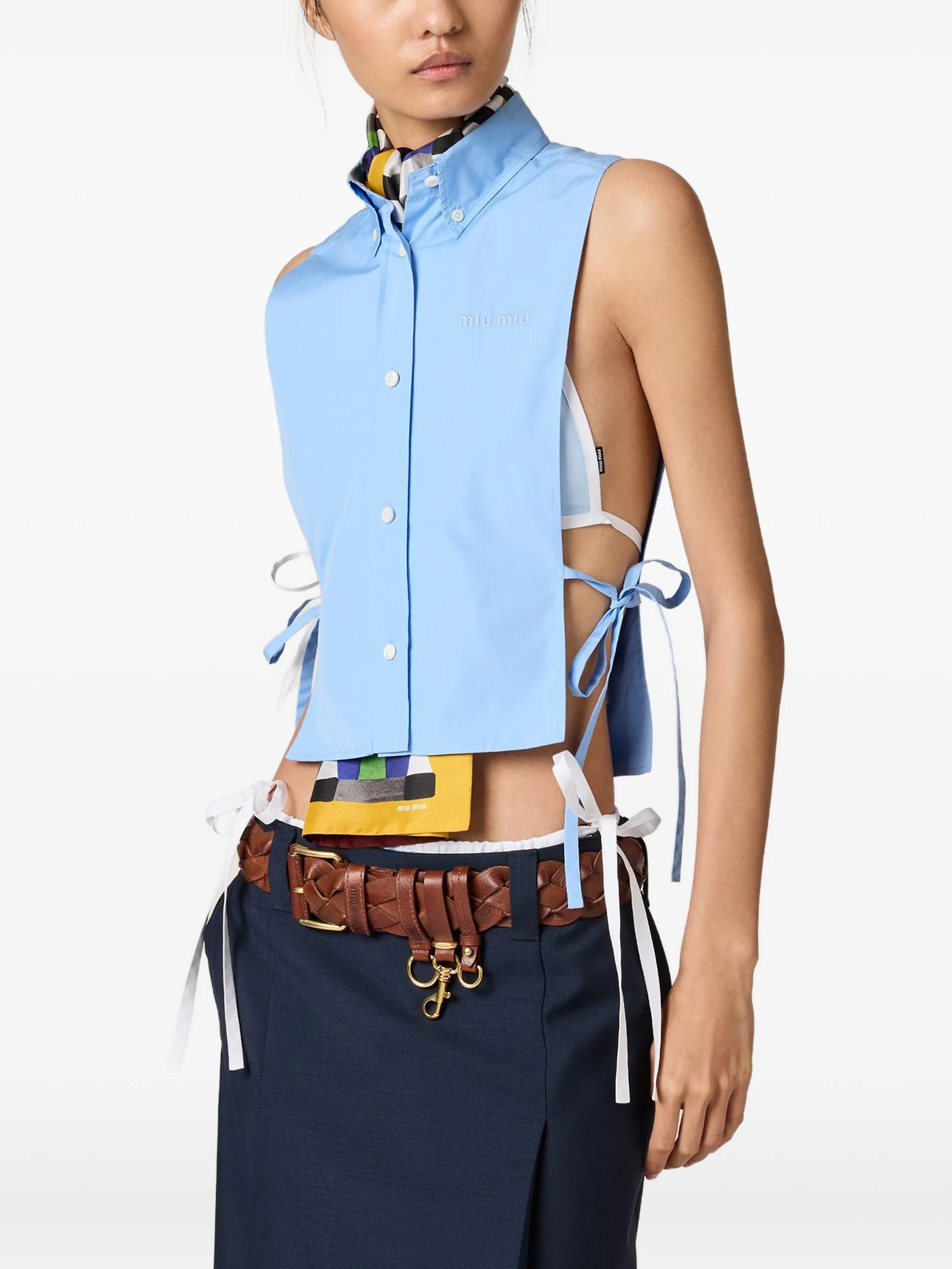 tie side sleeveless shirt