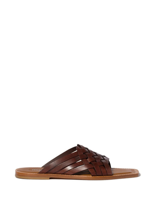 woven leather slides