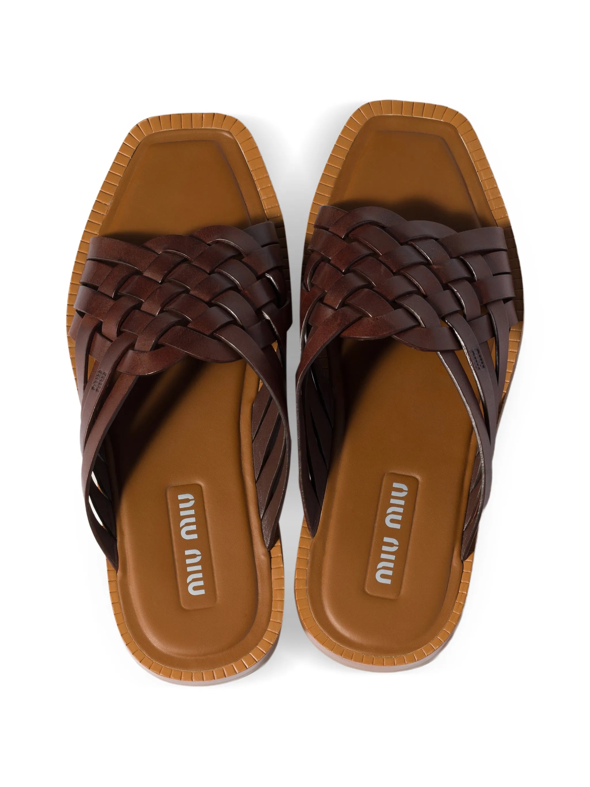 woven leather slides