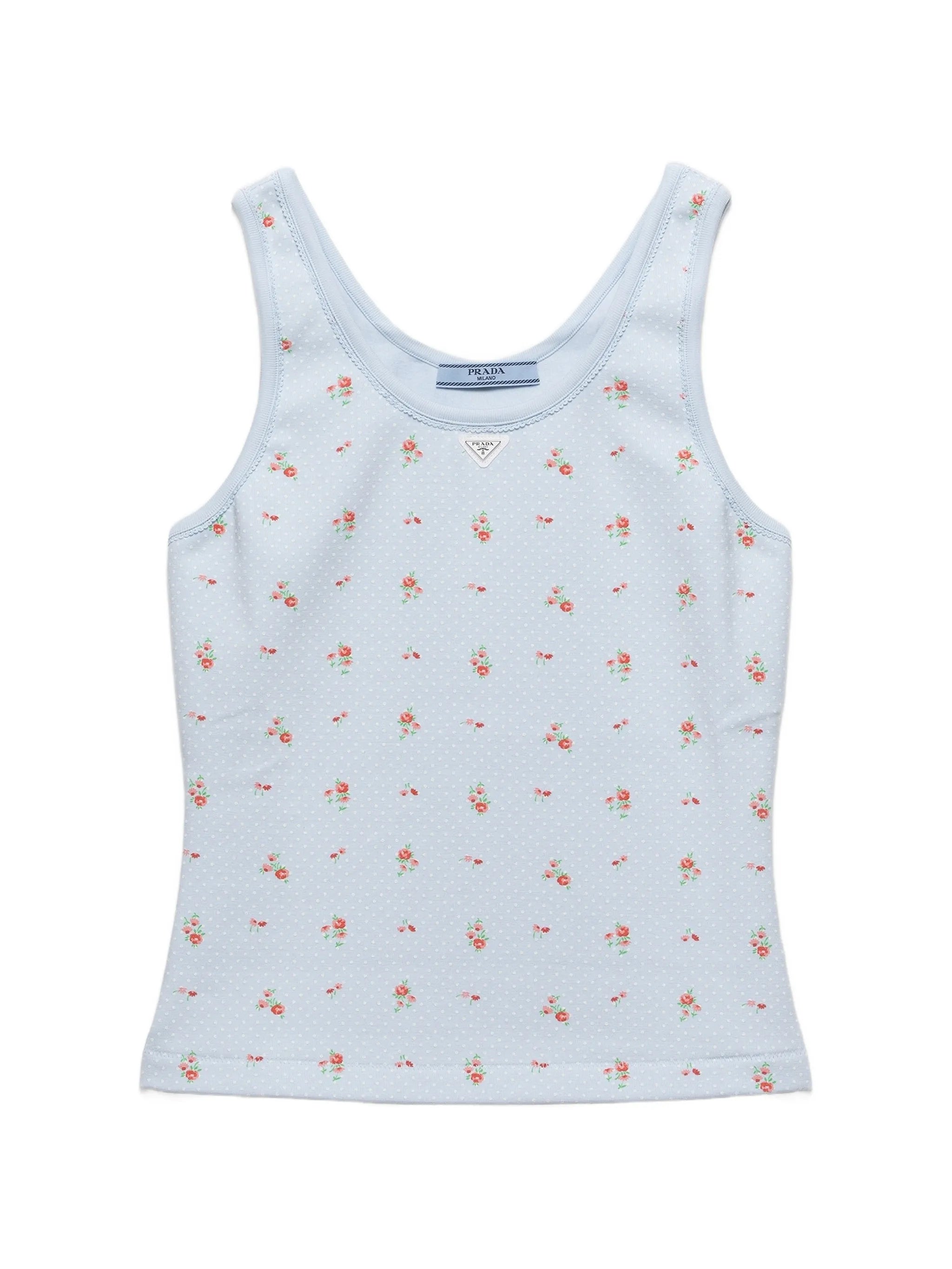 bouquet print ribbed knit top