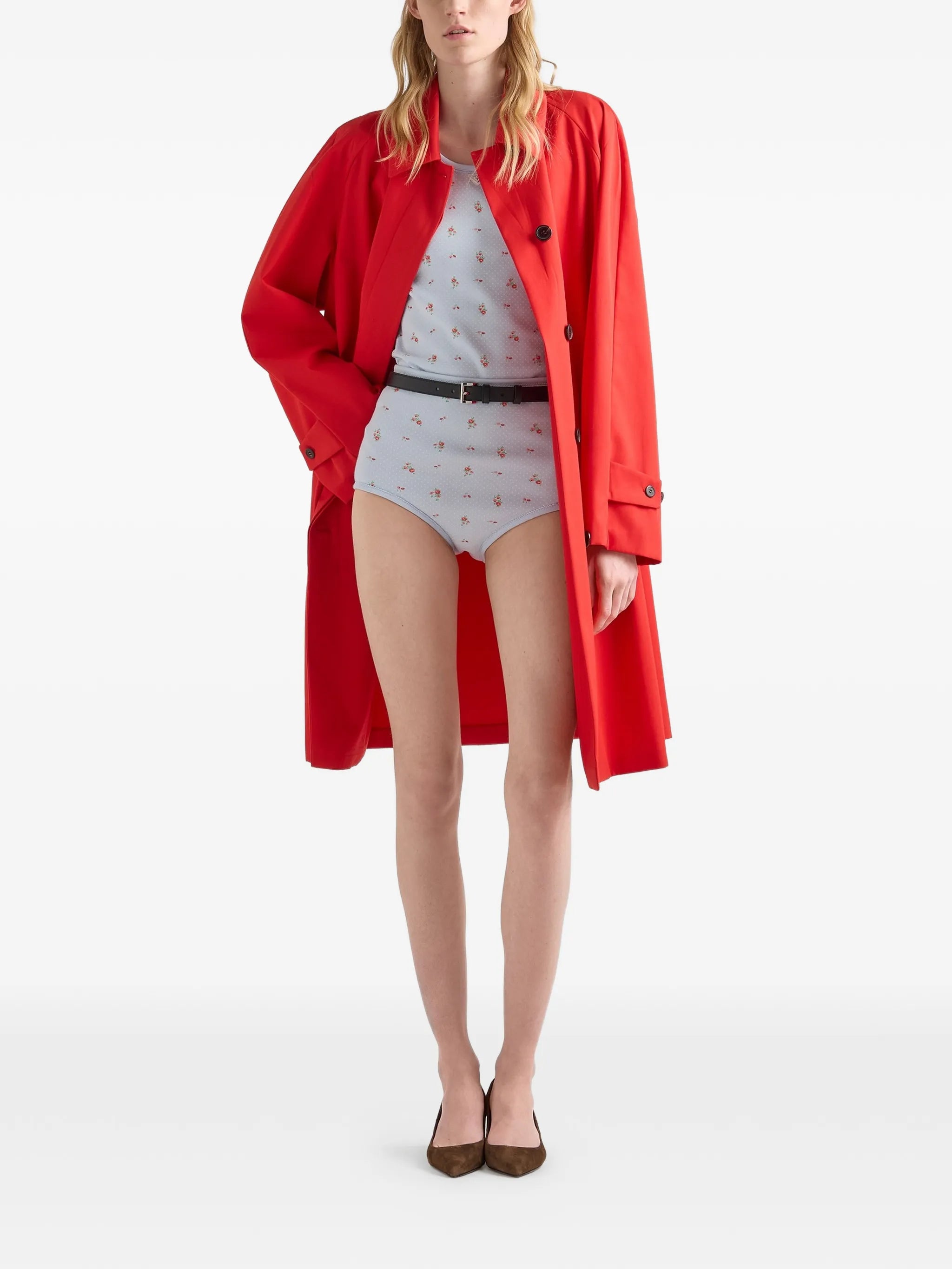 bouquet print ribbed knit top