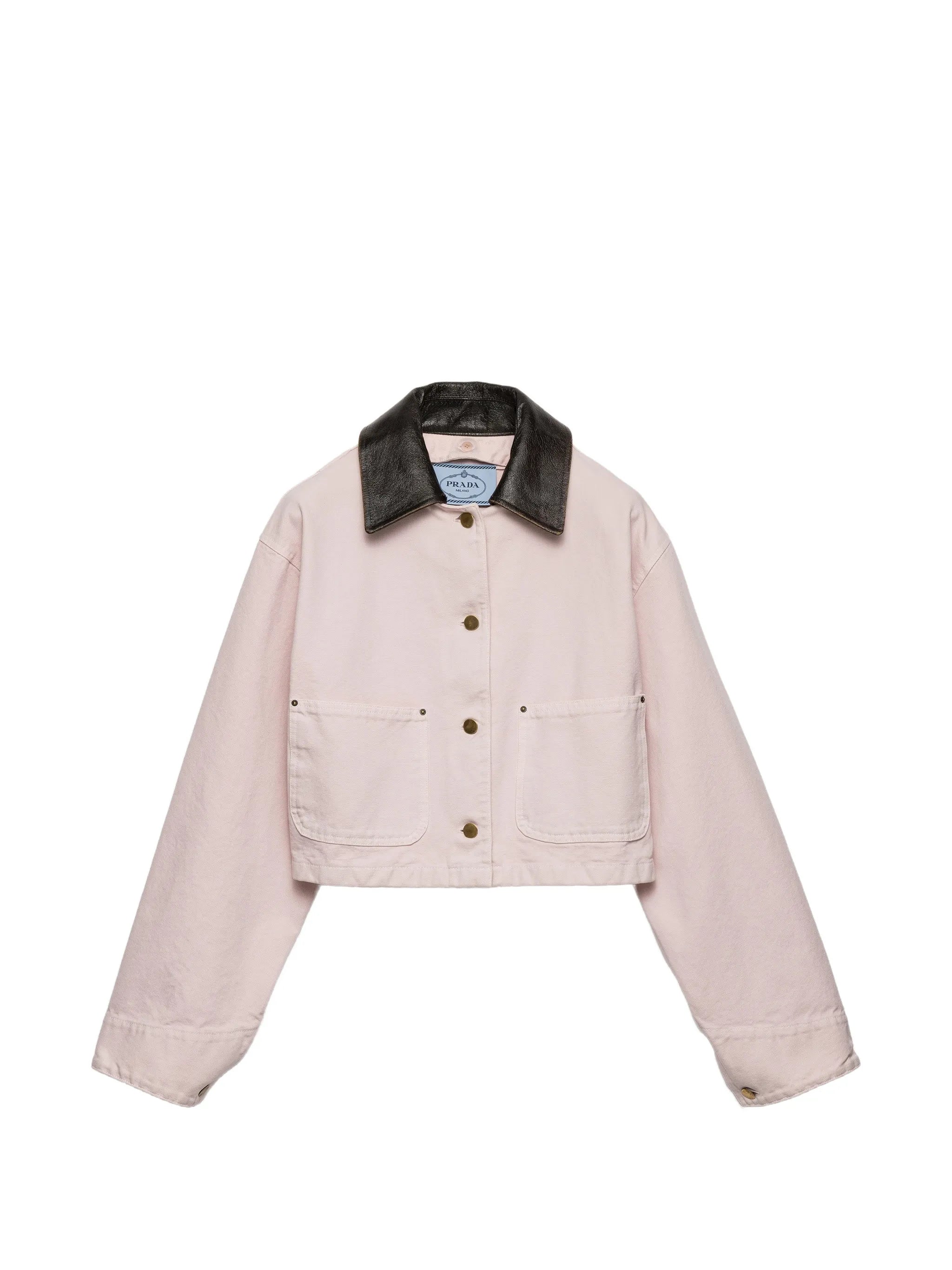 leather collar patch-pockets jacket