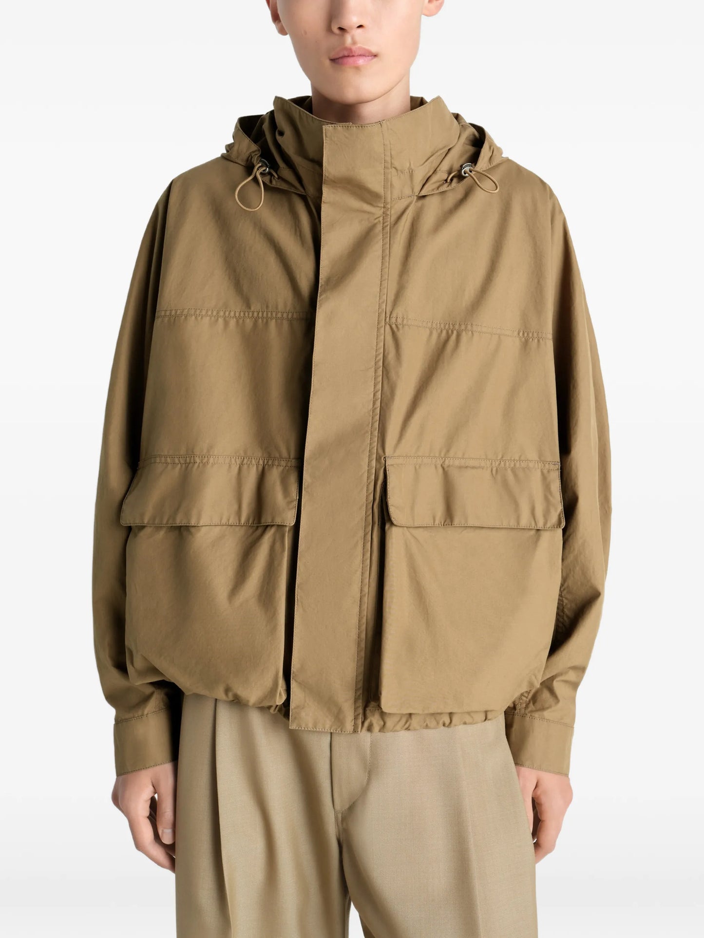 hooded pockets rain parka
