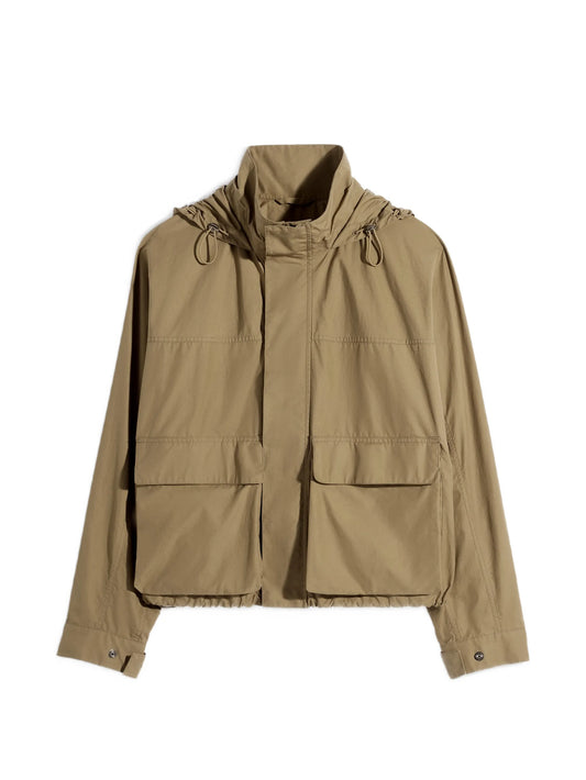 hooded pockets rain parka
