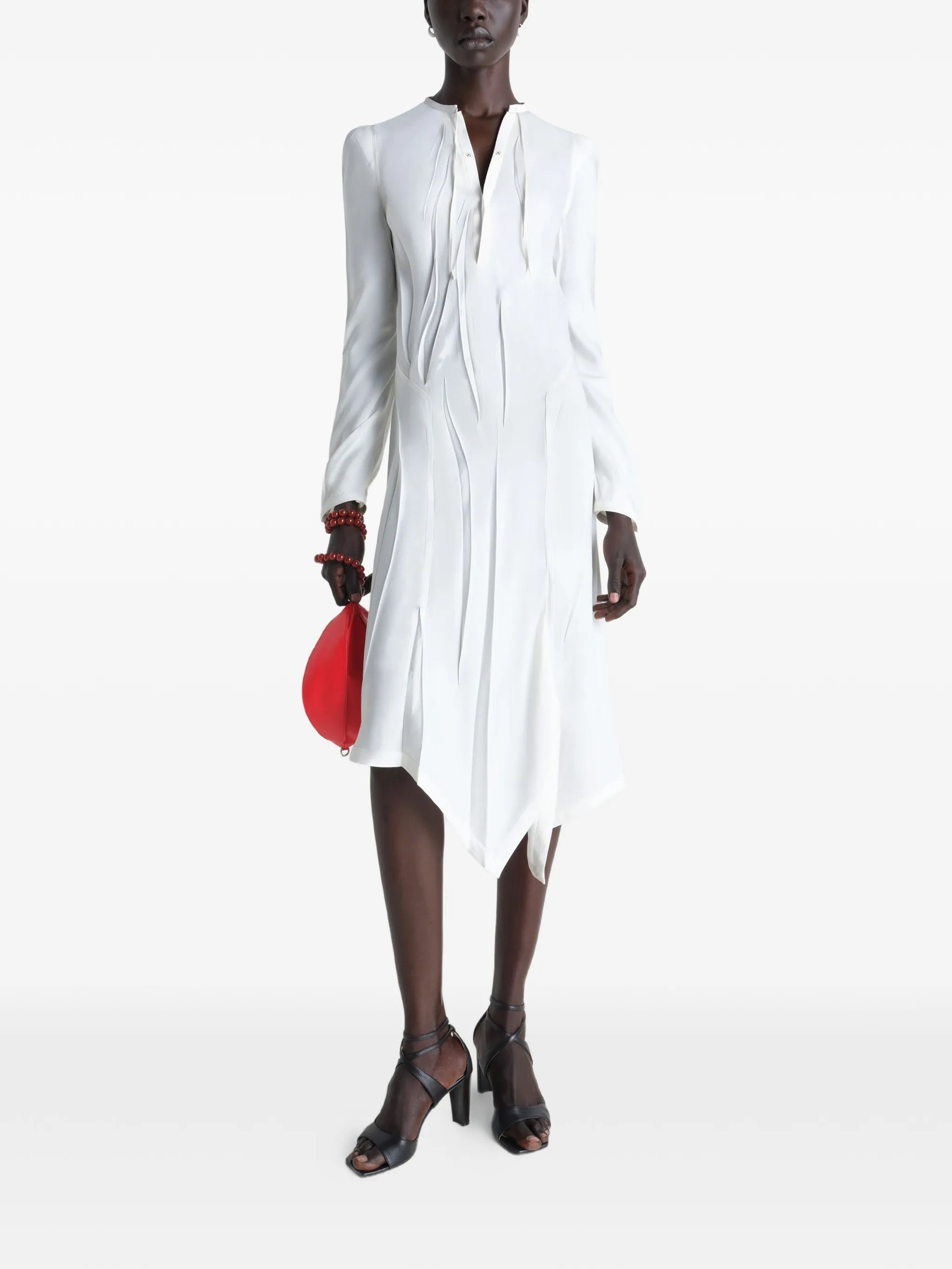 creased bias dress in poly viscose twill