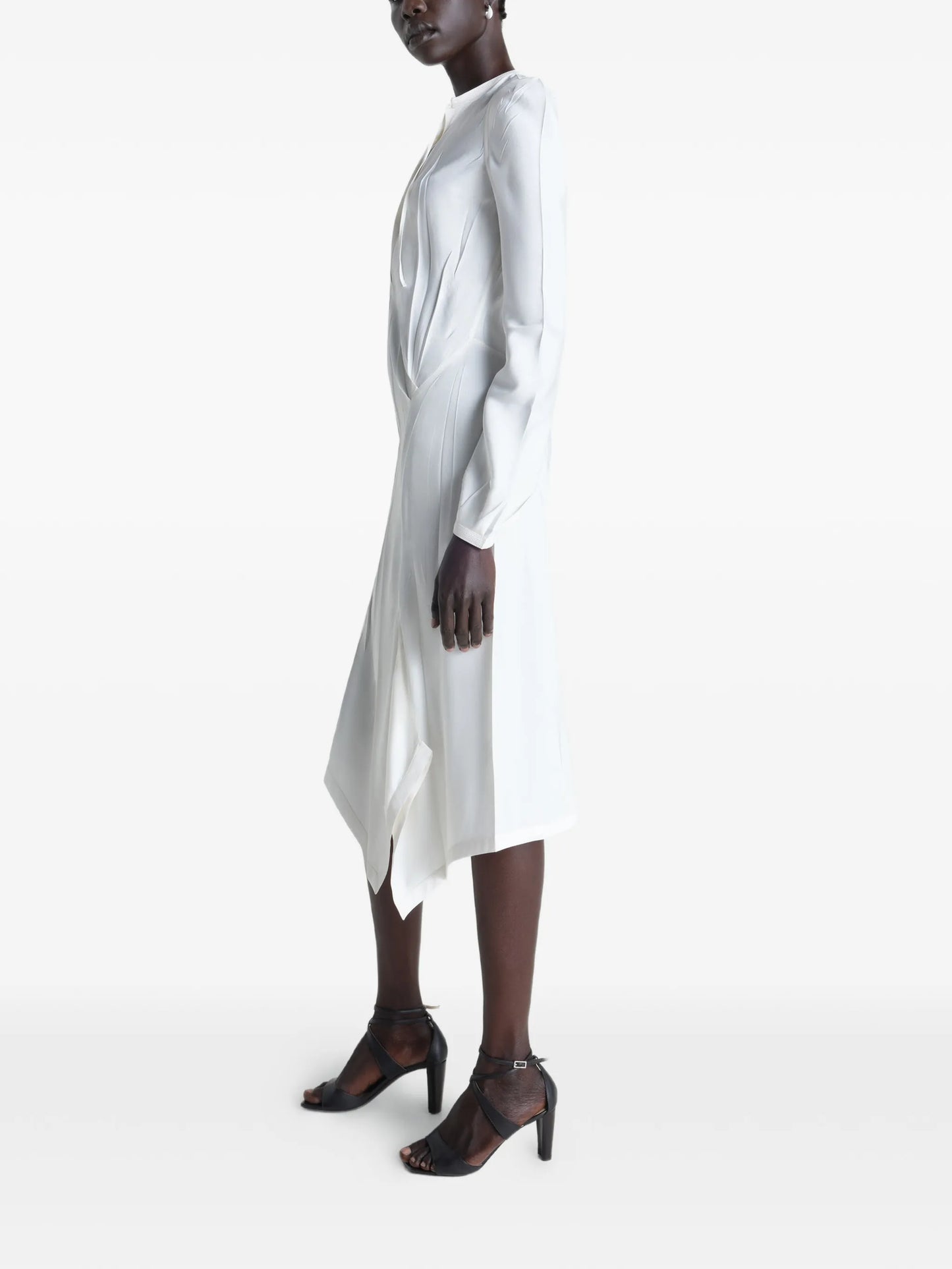 creased bias dress in poly viscose twill