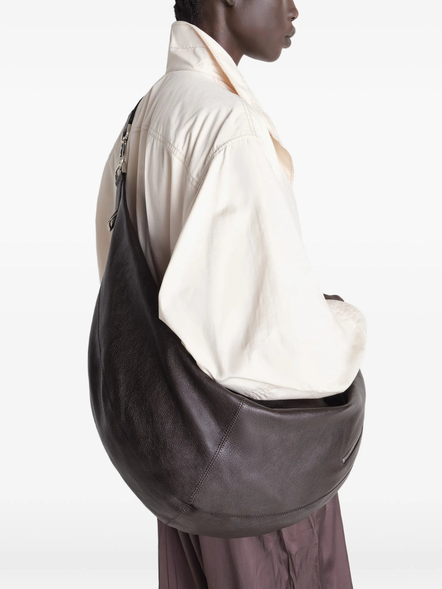 zip leather shoulder bag