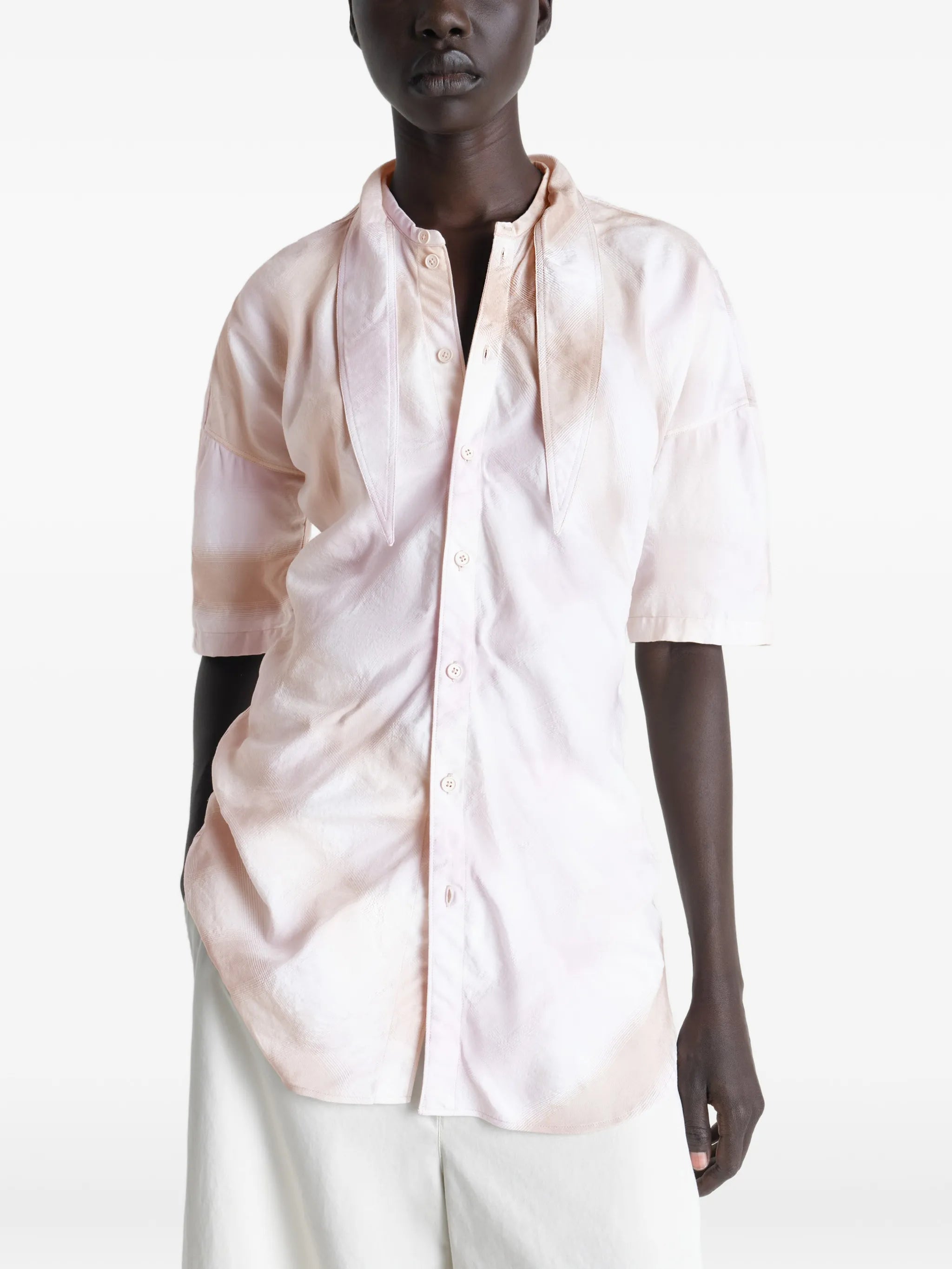 scarf-detail short-sleeve shirt