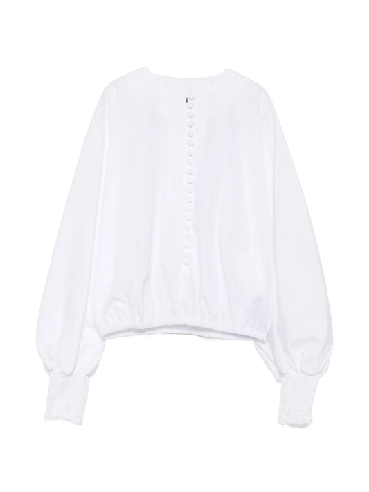balloon-sleeve blouse