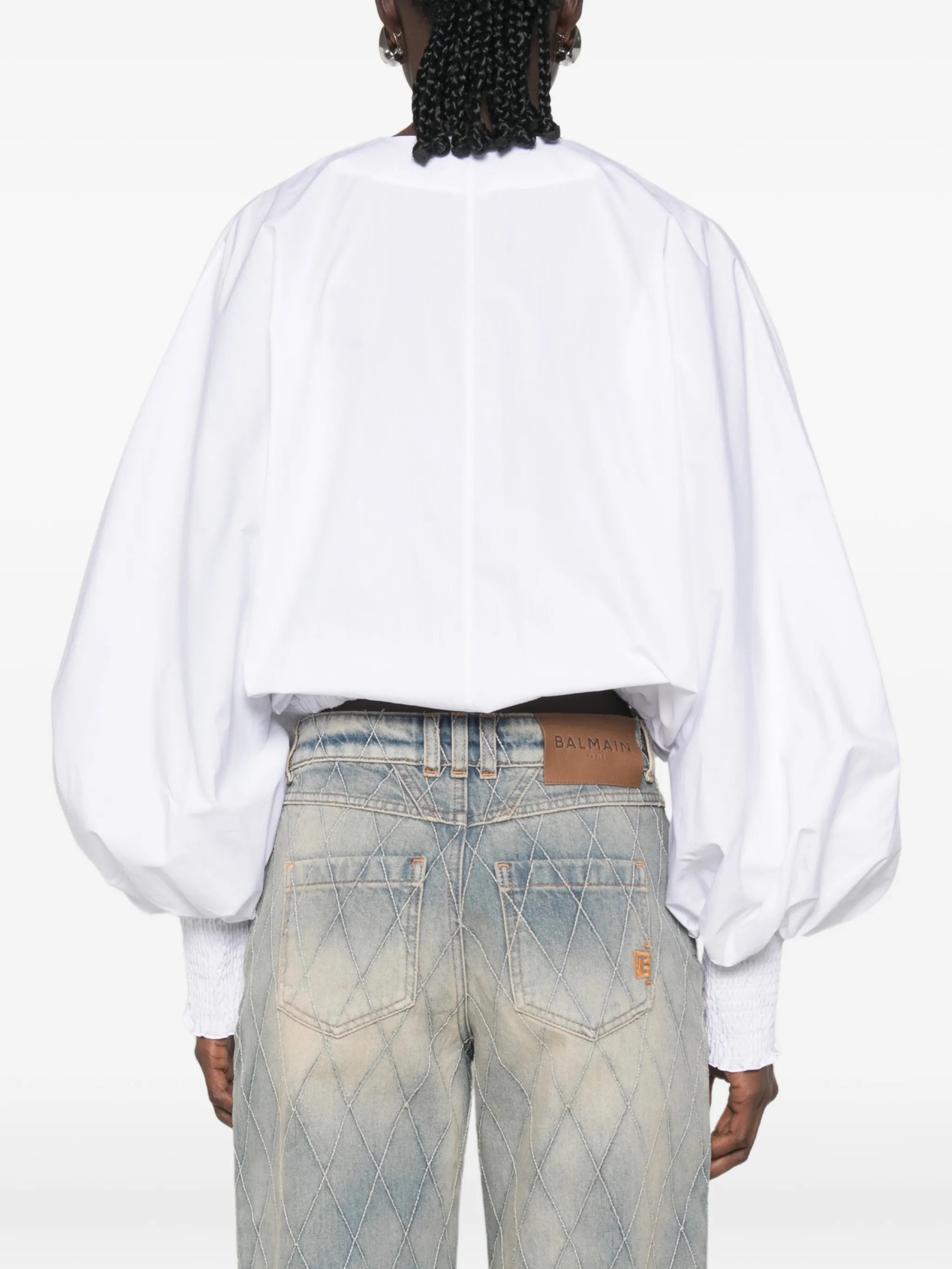 balloon-sleeve blouse